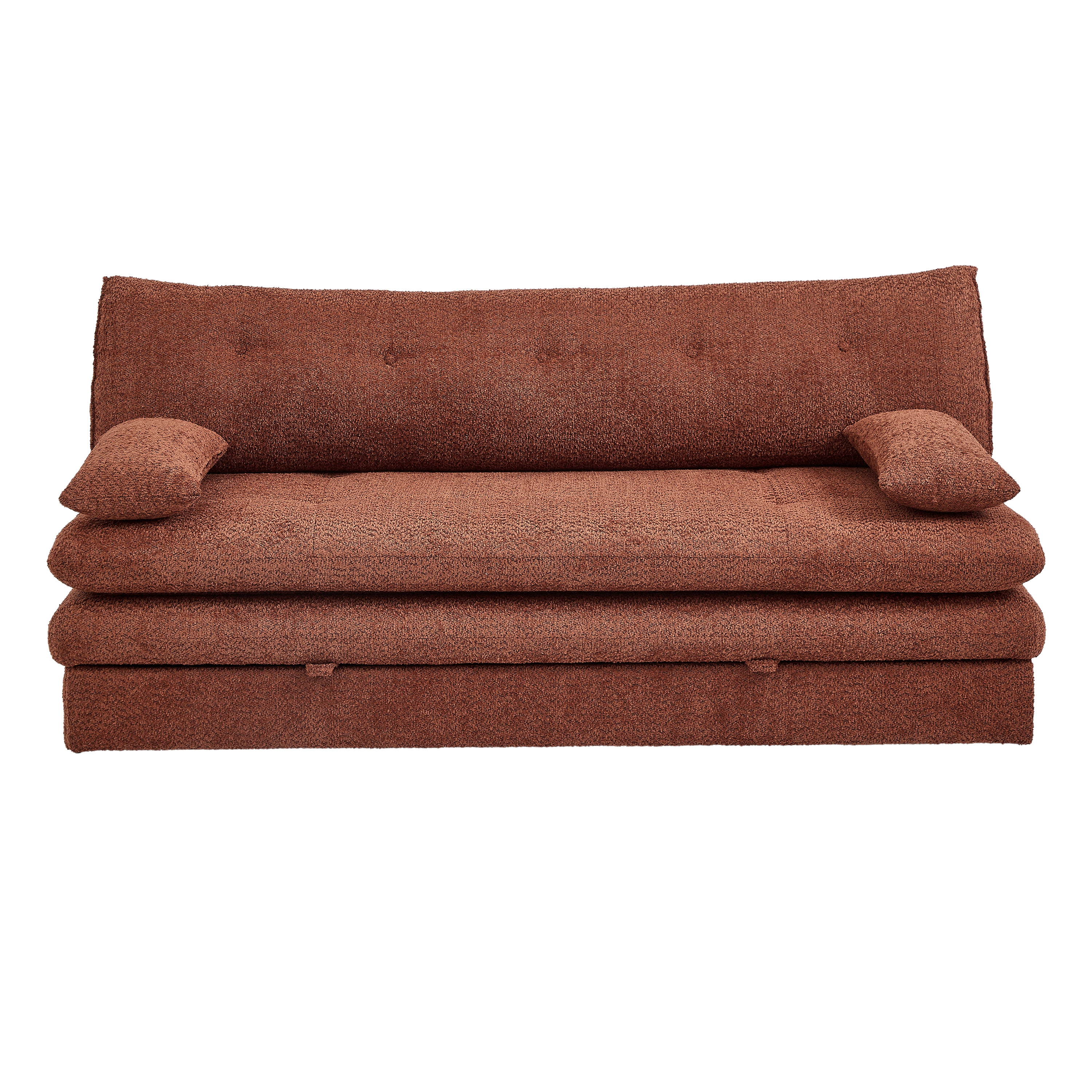 KIARA 76'' 3-Seater Convertible Sleeper Sofa Bed - Terracotta bouclé
