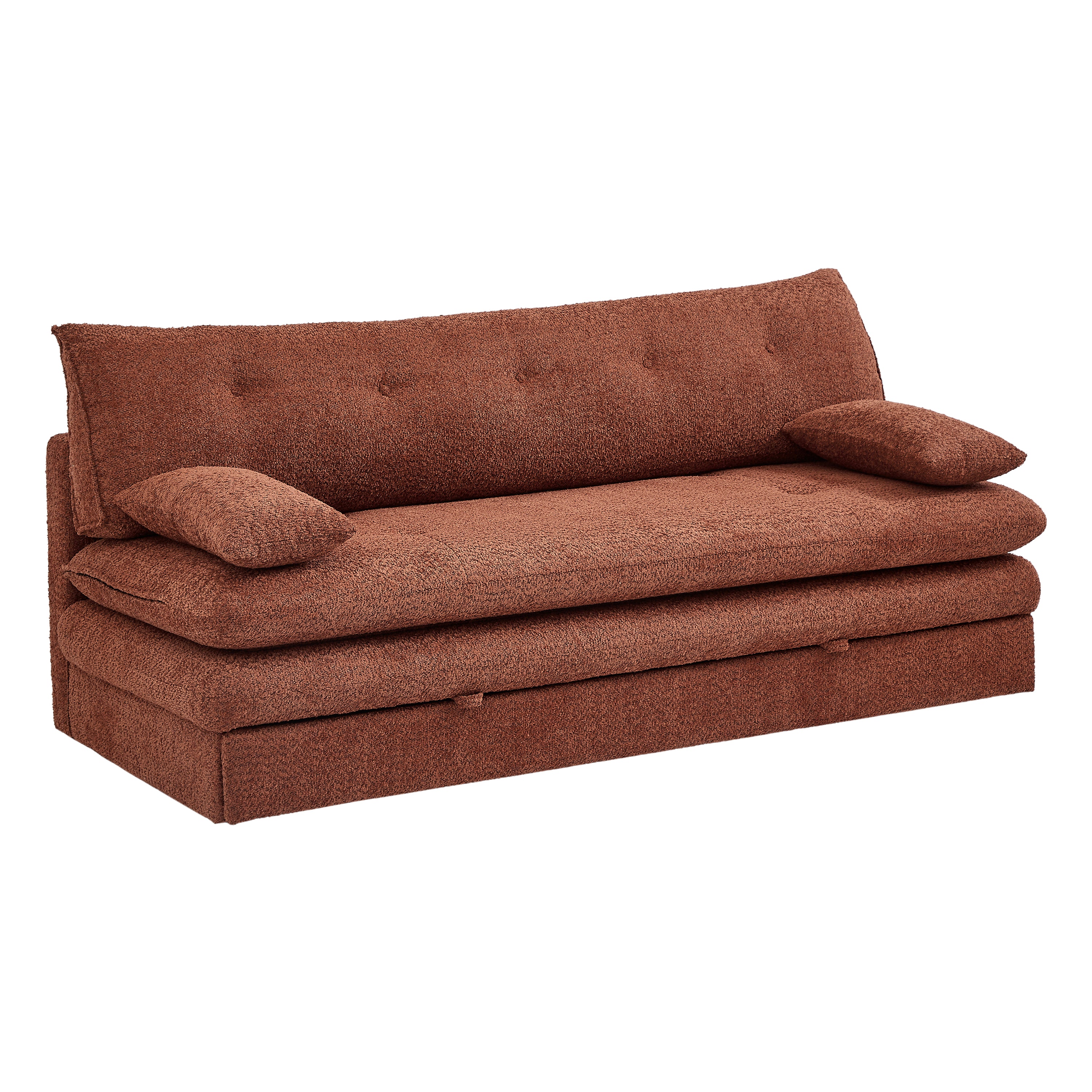 KIARA 76'' 3-Seater Convertible Sleeper Sofa Bed - Terracotta bouclé