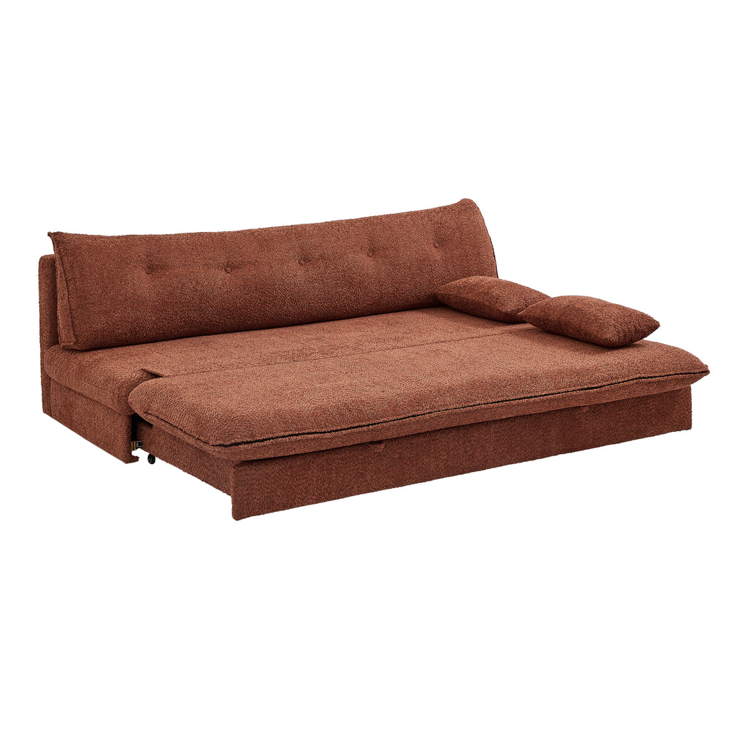 KIARA 76'' 3-Seater Convertible Sleeper Sofa Bed - Terracotta bouclé