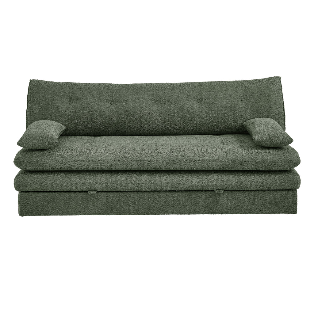KIARA 76'' 3-Seater Convertible Sleeper Sofa Bed - Green bouclé