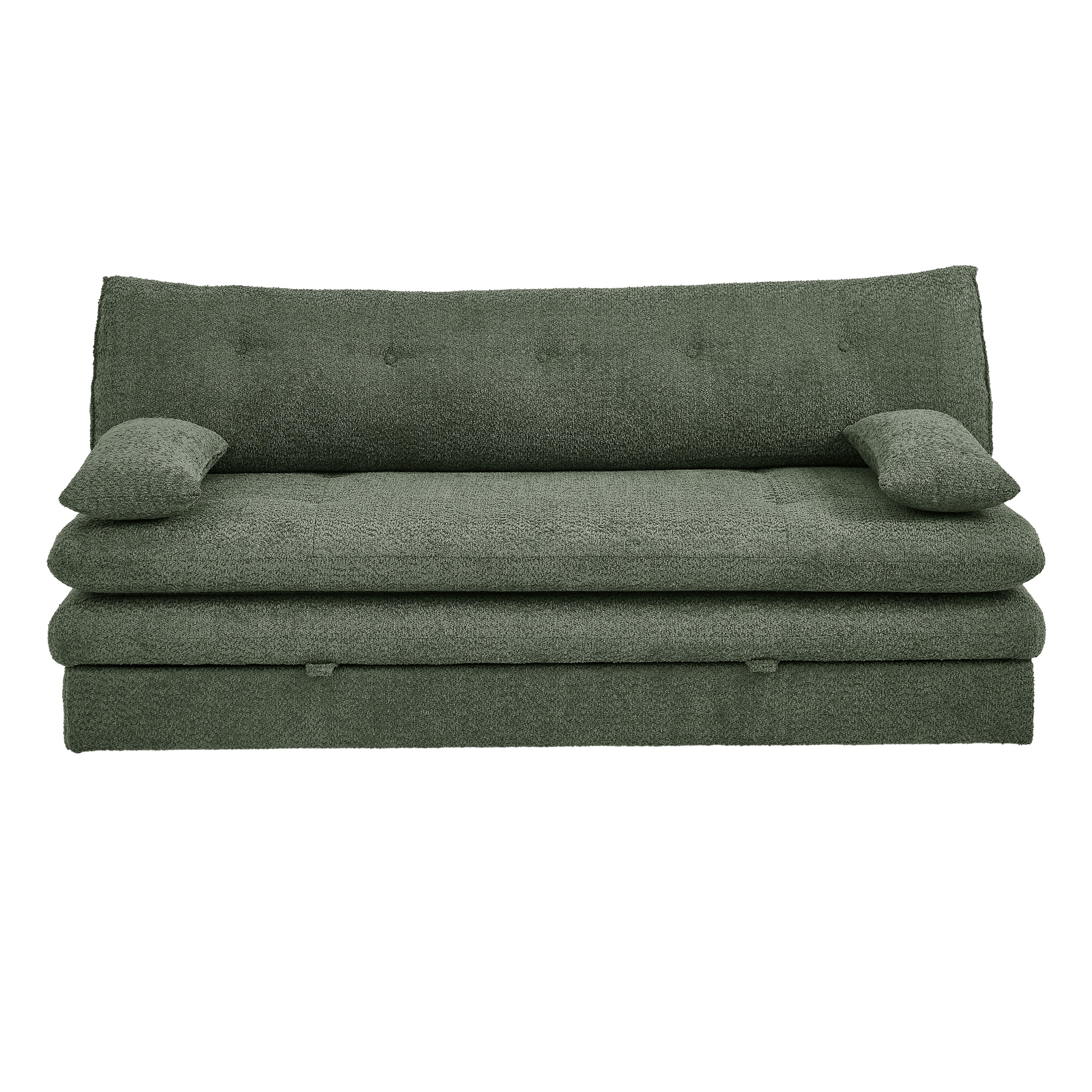 KIARA 76'' 3-Seater Convertible Sleeper Sofa Bed - Green bouclé