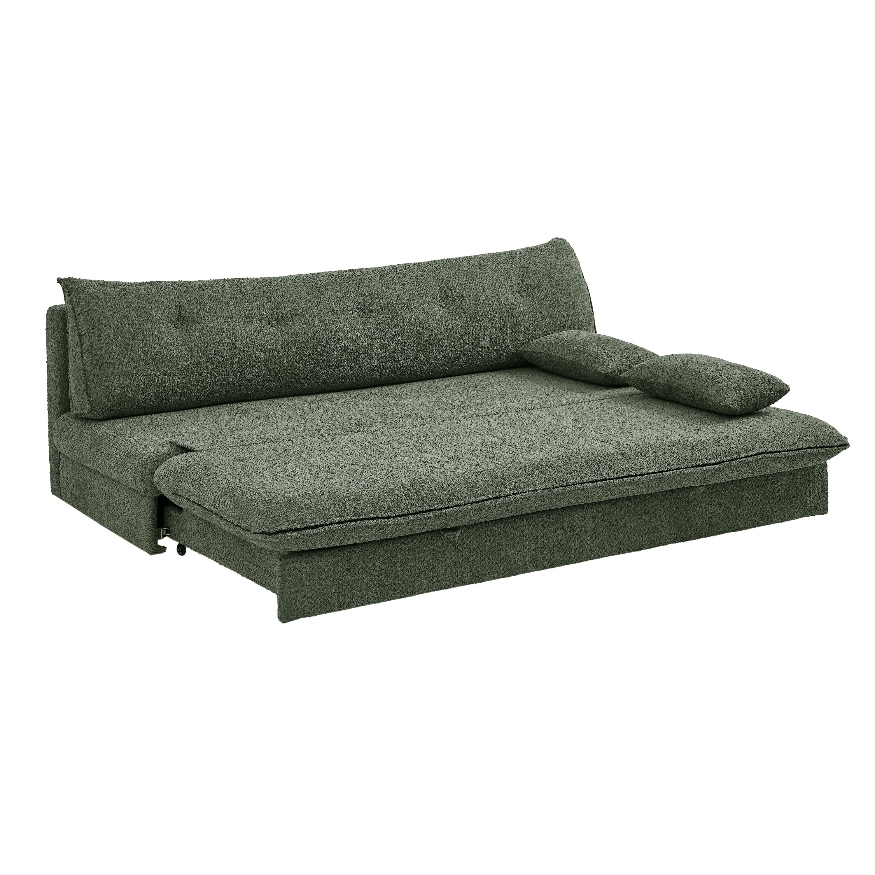 KIARA 76'' 3-Seater Convertible Sleeper Sofa Bed - Green bouclé