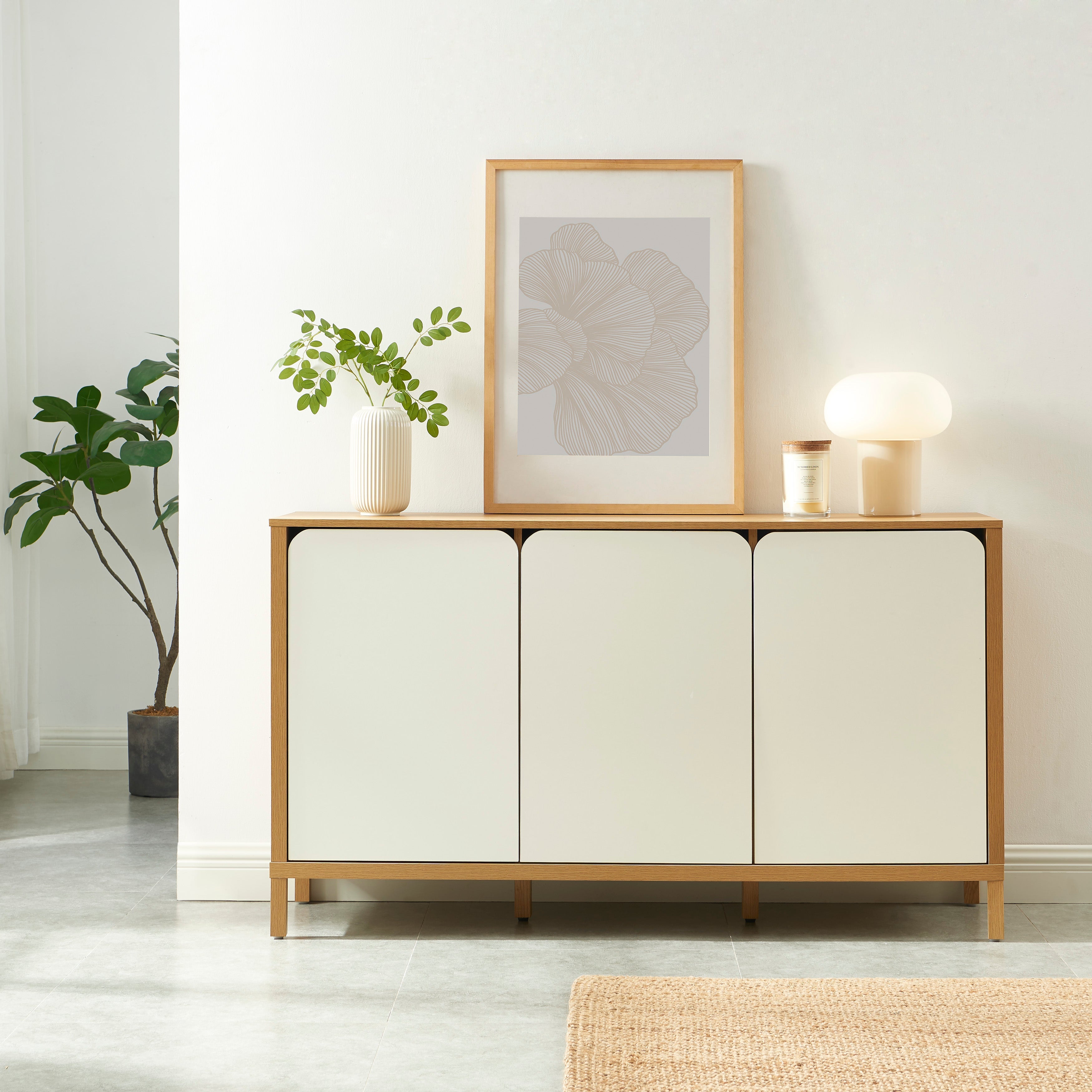 KILDA Highboard with Storage – White