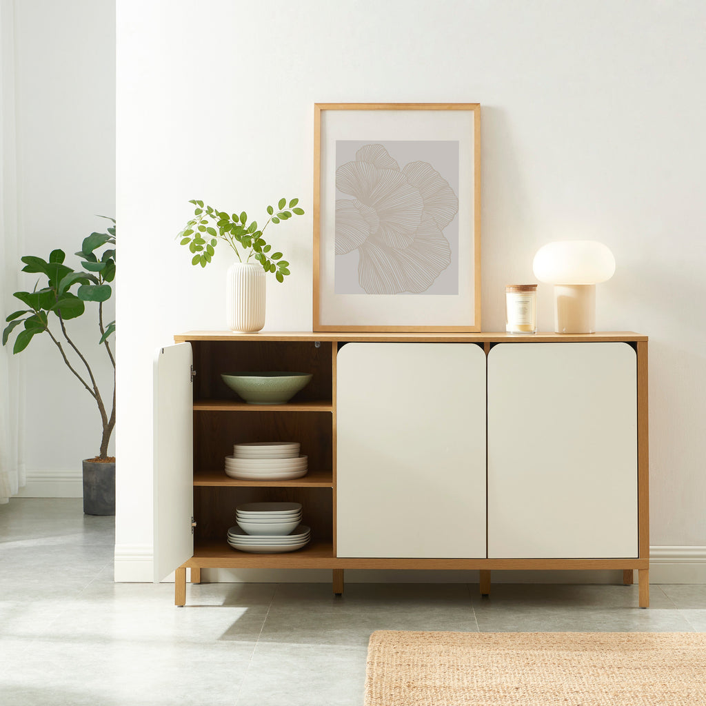 KILDA Highboard with Storage – White