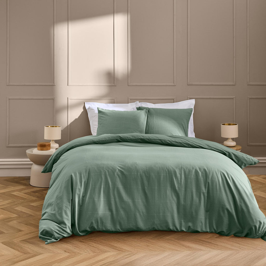 KITO Duvet Cover Set White 94" x 87" - Green