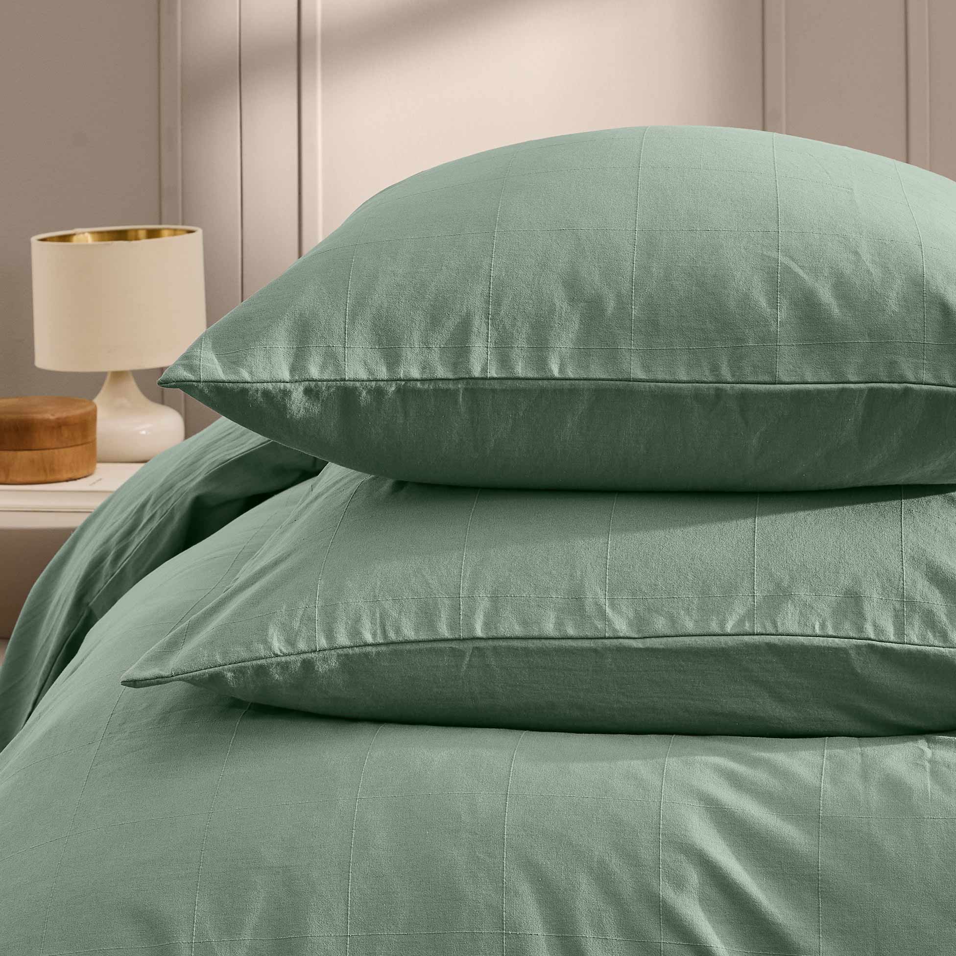 KITO Duvet Cover Set White 94" x 87" - Green