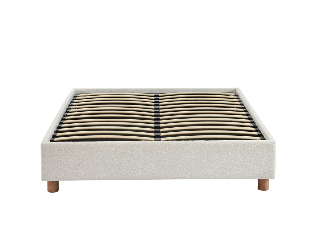 KORALL Upholstered Storage Bed with Slatted Base – White