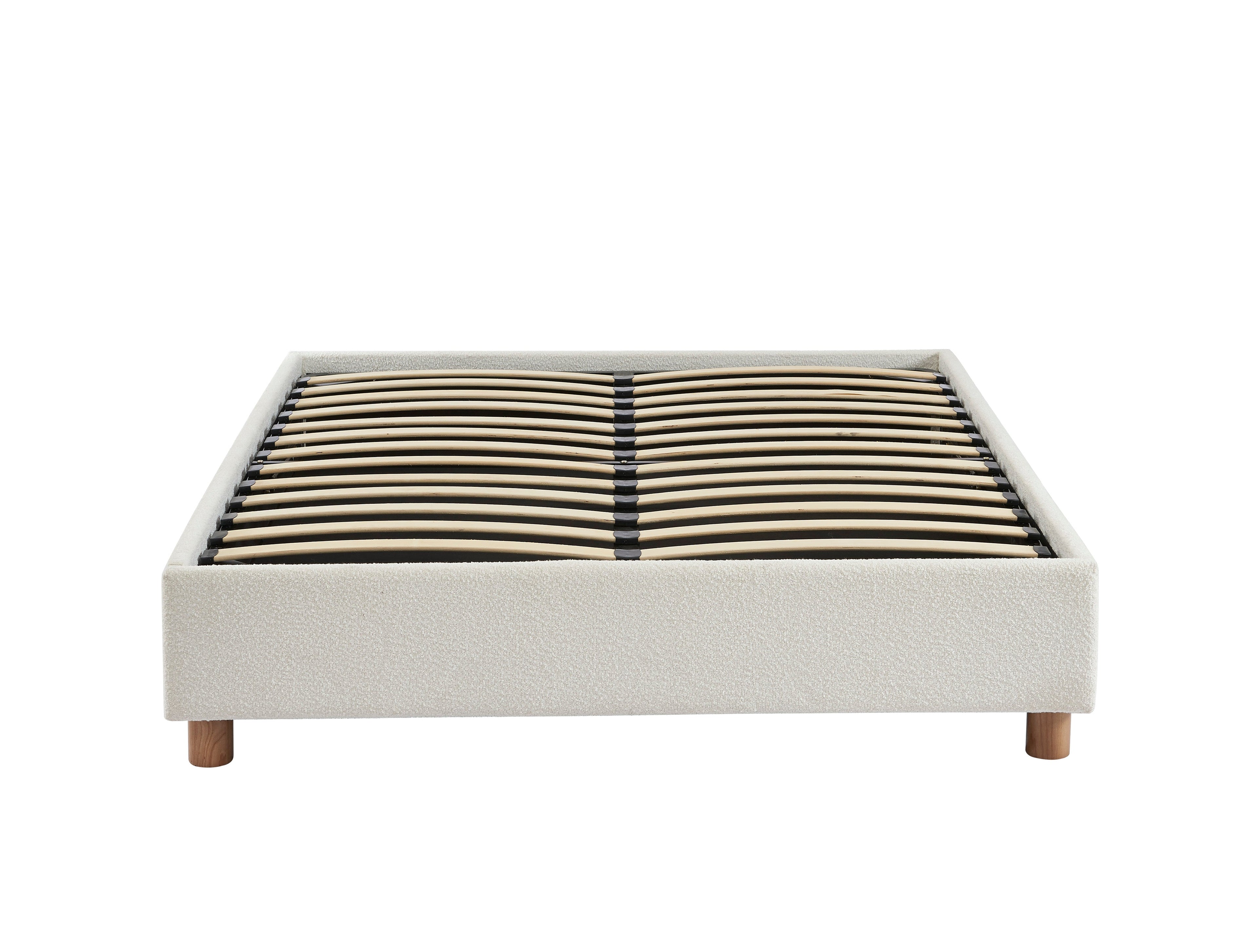 KORALL Upholstered Storage Bed with Slatted Base – White