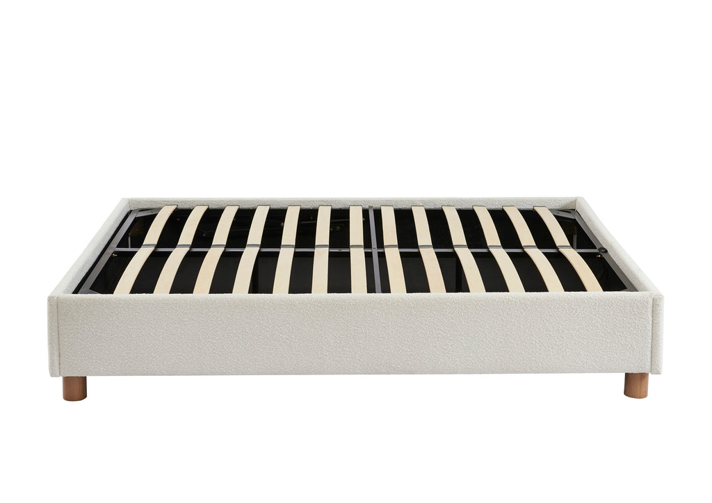 KORALL Upholstered Storage Bed with Slatted Base – White
