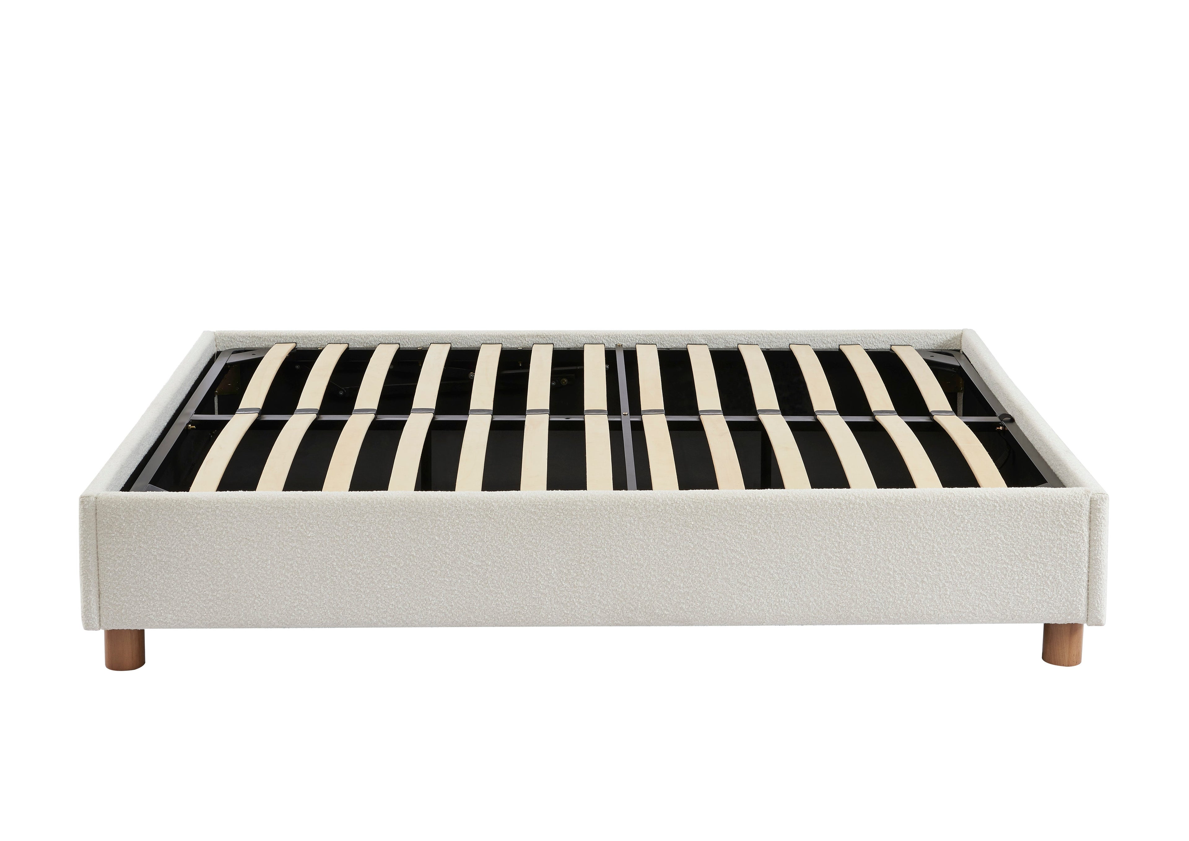 KORALL Upholstered Storage Bed with Slatted Base – White