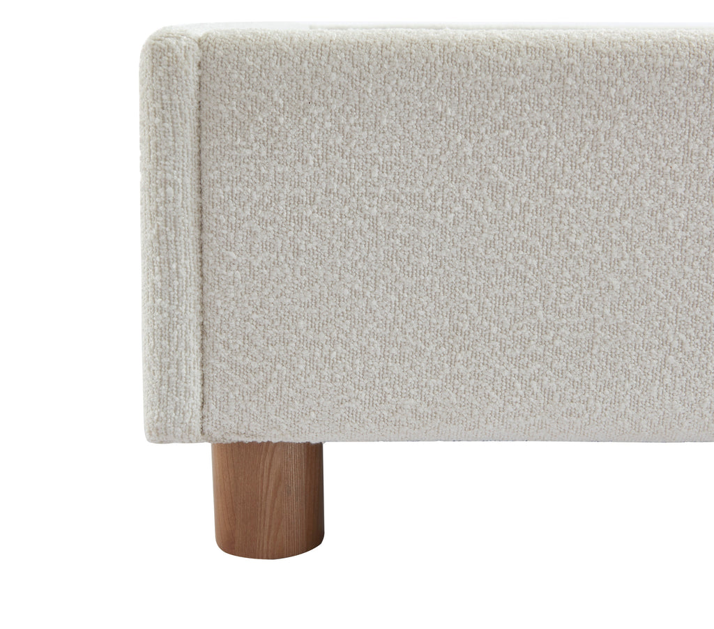 KORALL Upholstered Storage Bed with Slatted Base – White