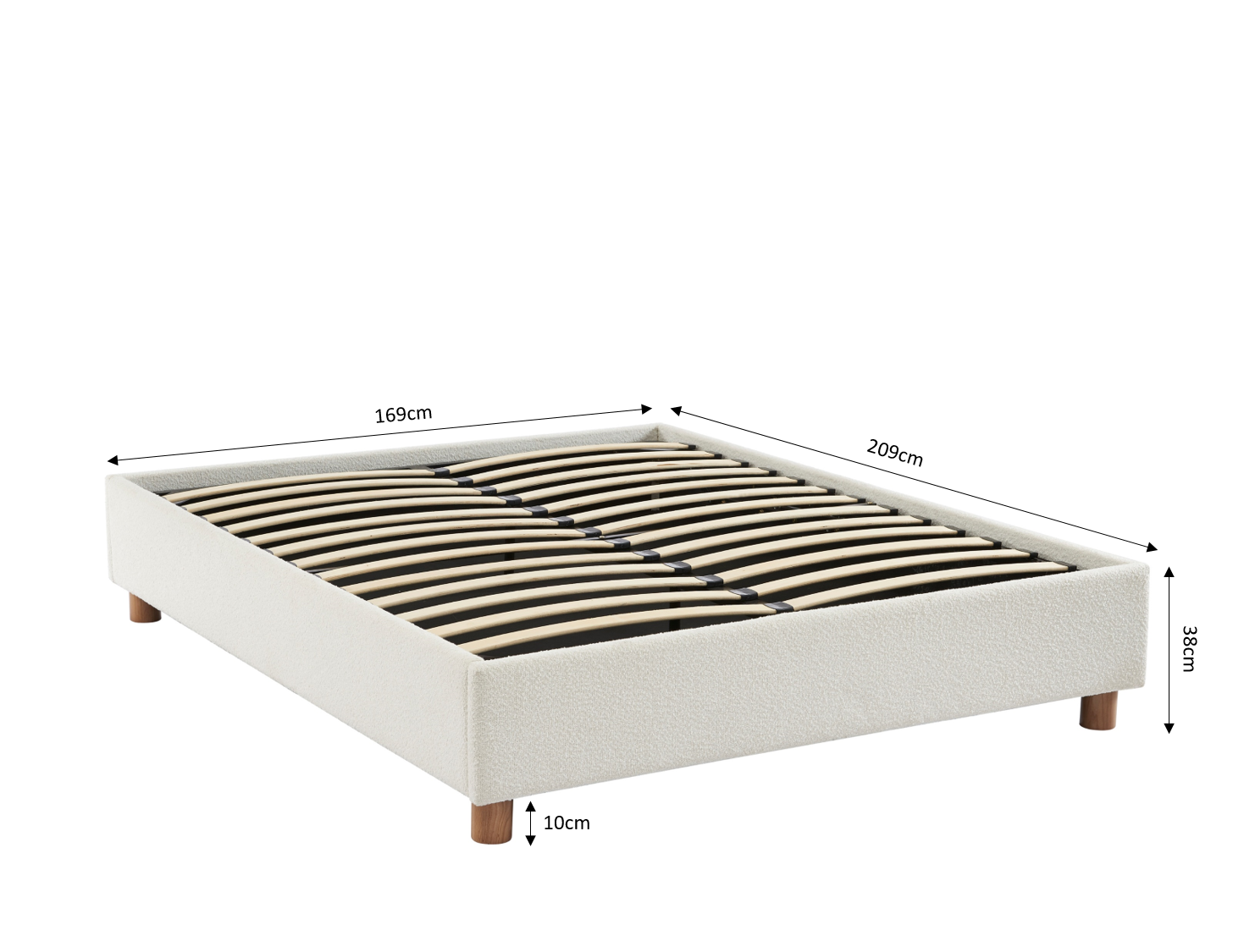 KORALL Upholstered Storage Bed with Slatted Base – White