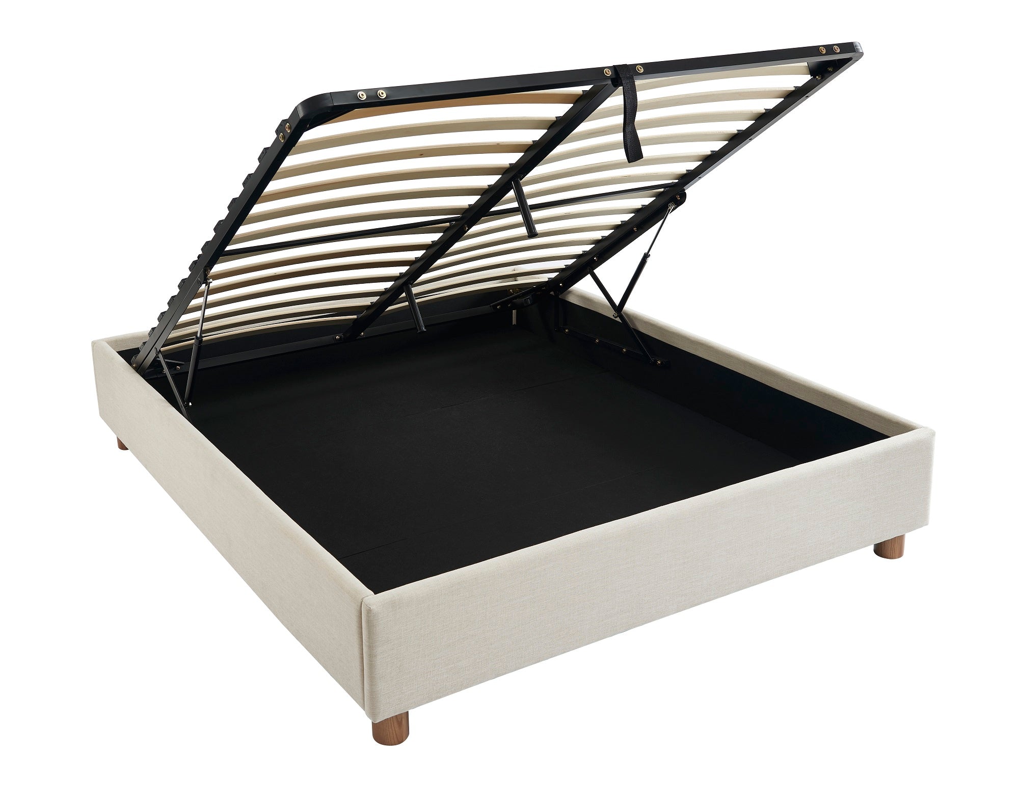 KORALL Upholstered Storage Bed with Slatted Base – Off-White