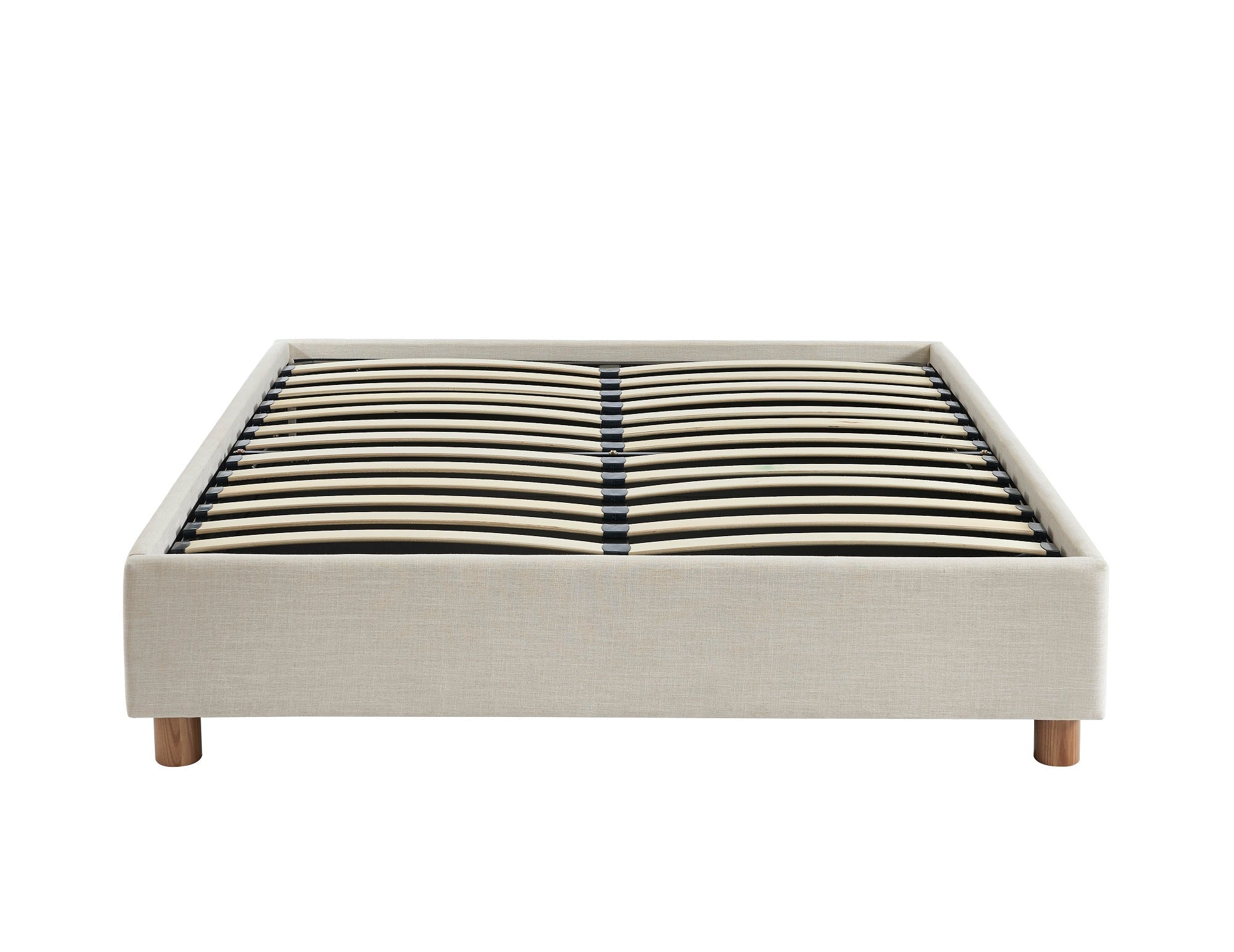 KORALL Upholstered Storage Bed with Slatted Base – Off-White