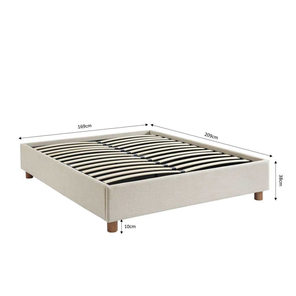 KORALL Upholstered Storage Bed with Slatted Base – Off-White
