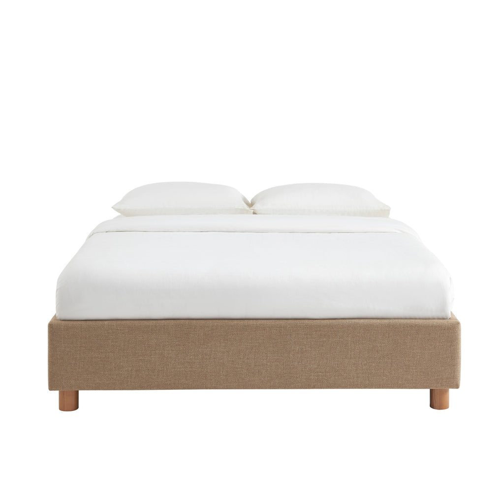 KORALL Upholstered Storage Bed with Slatted Base – Corduroy Velvet – Taupe