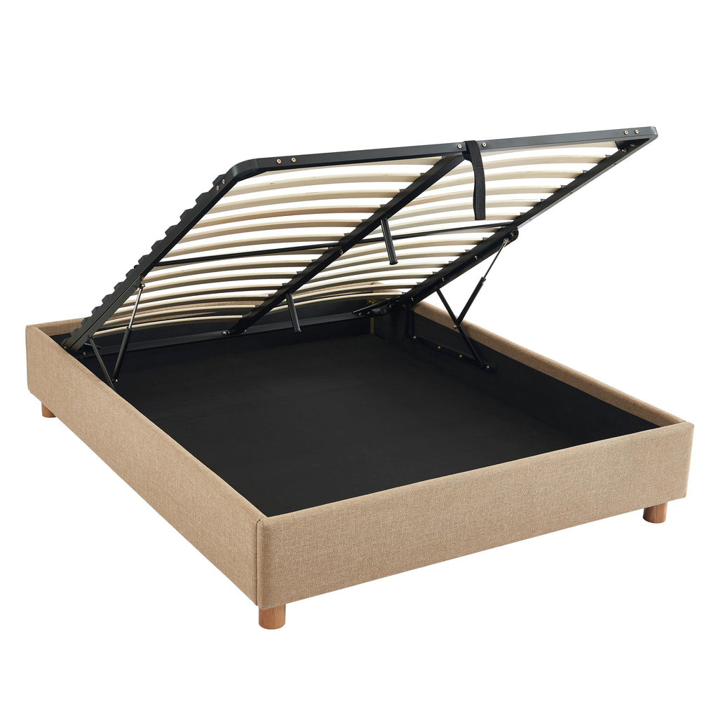KORALL Upholstered Storage Bed with Slatted Base – Corduroy Velvet