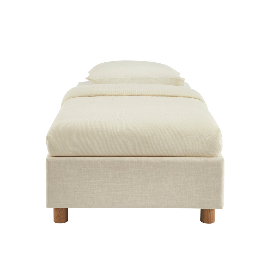 KORALL Upholstered Storage Bed with Slatted Base – Beige