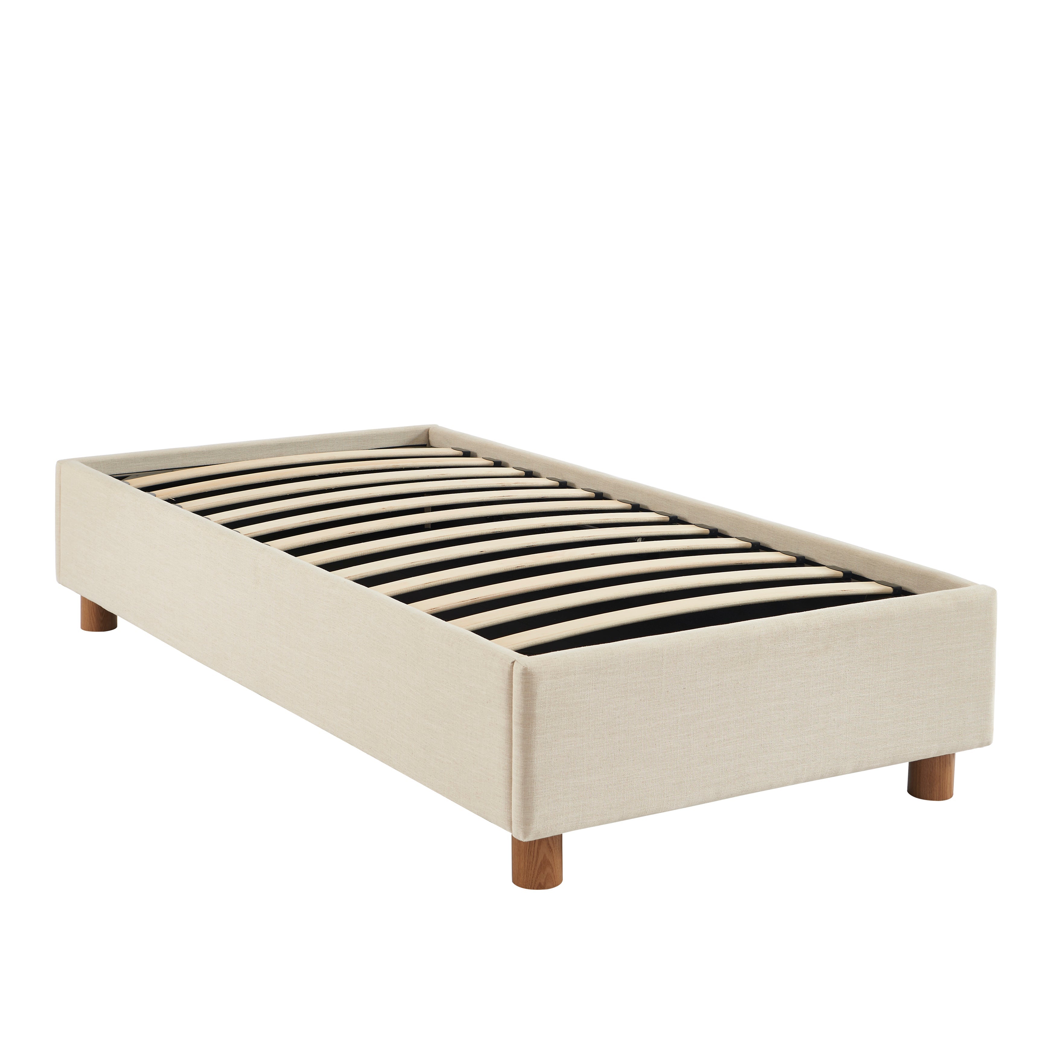 KORALL Upholstered Storage Bed with Slatted Base – Off-White