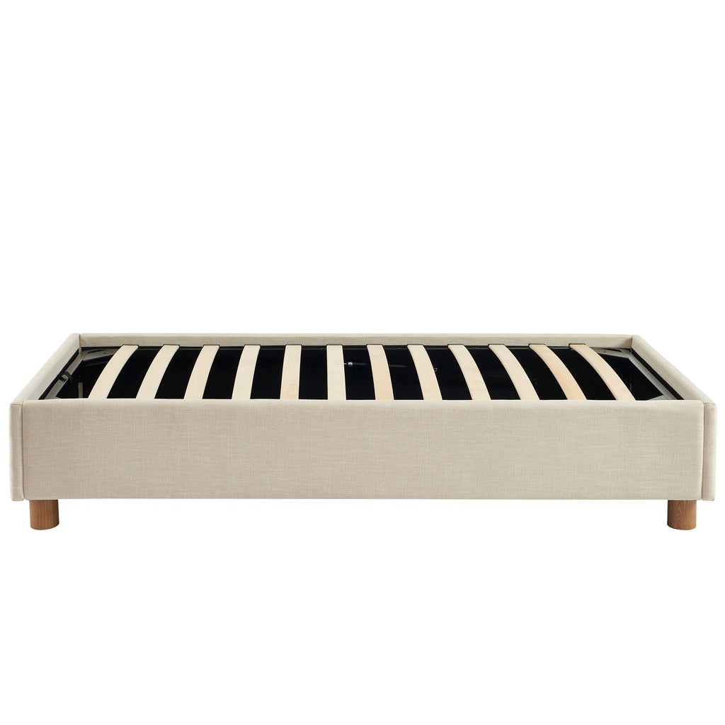 KORALL Upholstered Storage Bed with Slatted Base – Off-White