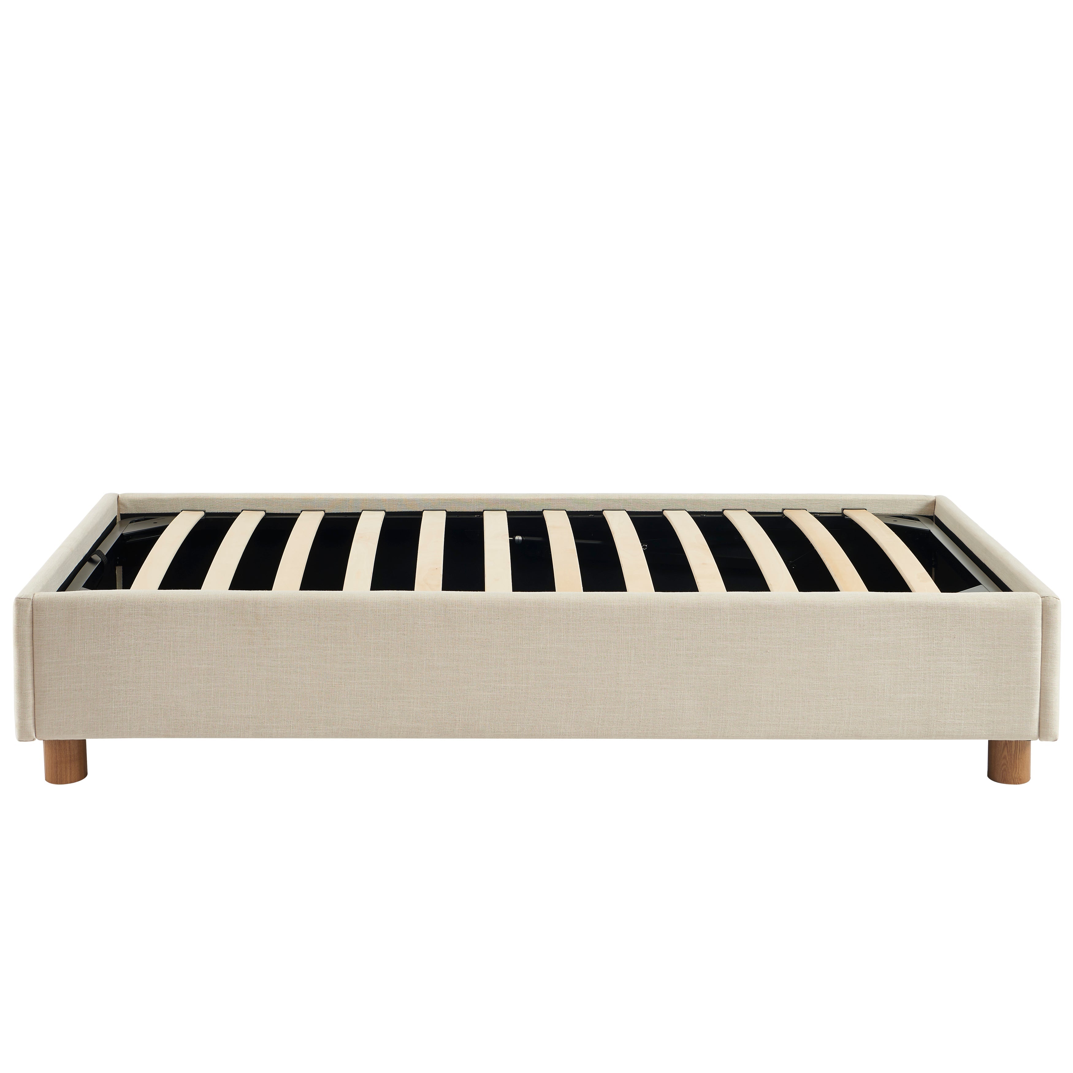 KORALL Upholstered Storage Bed with Slatted Base – Off-White