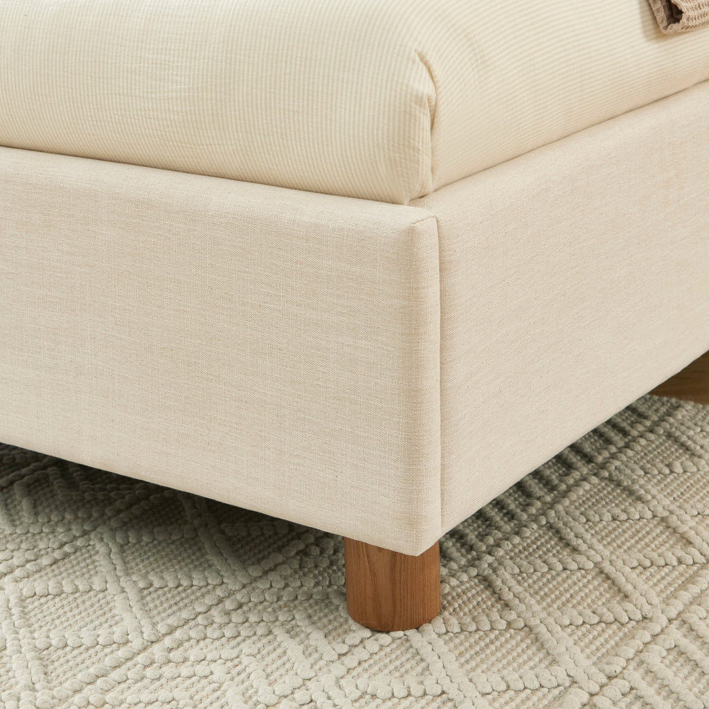 KORALL Upholstered Storage Bed with Slatted Base – Off-White