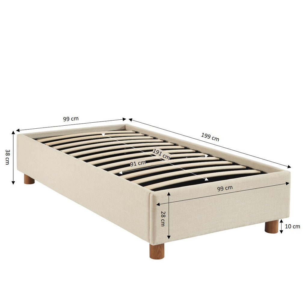 KORALL Upholstered Storage Bed with Slatted Base – Off-White
