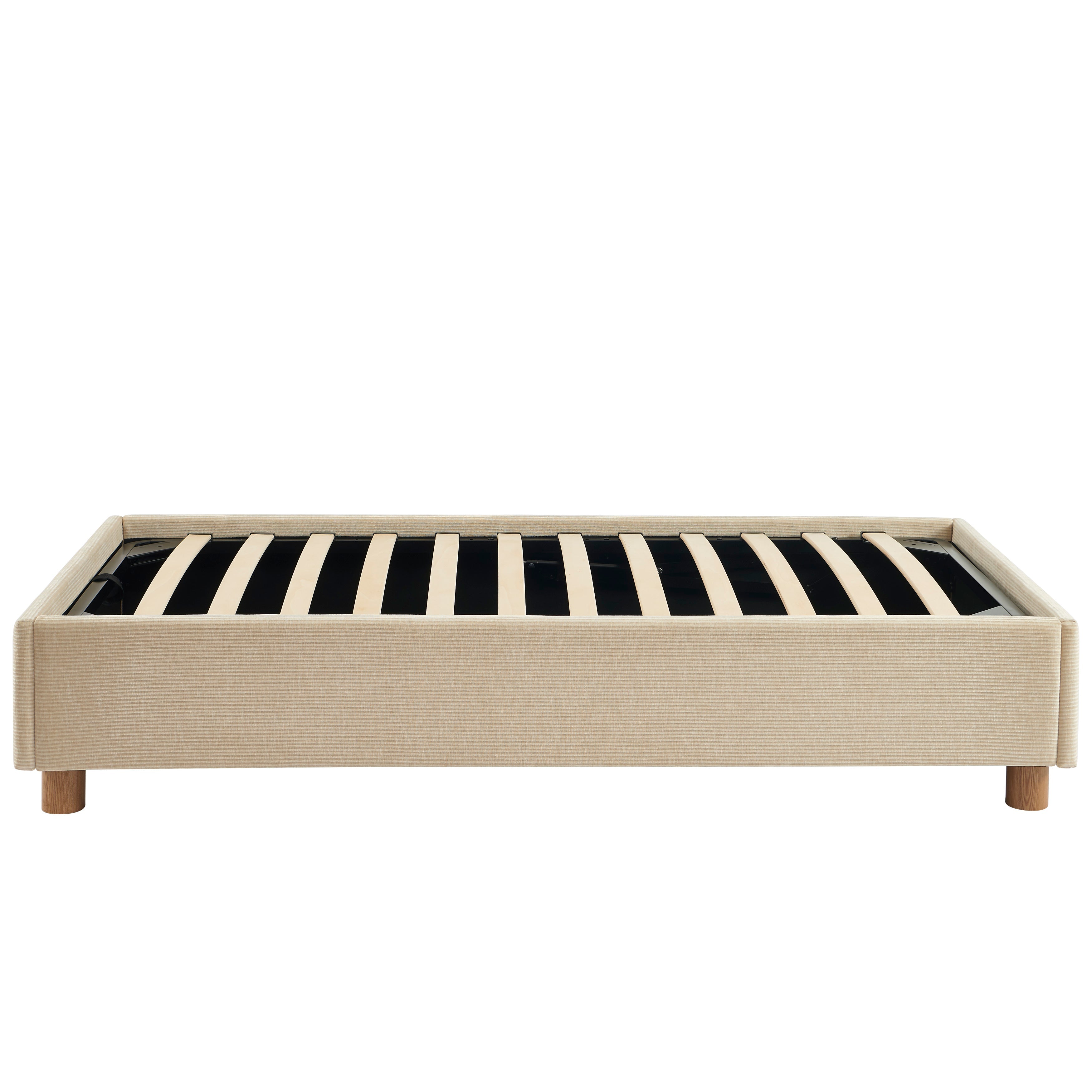 KORALL Upholstered Storage Bed with Slatted Base – Corduroy Velvet – Beige