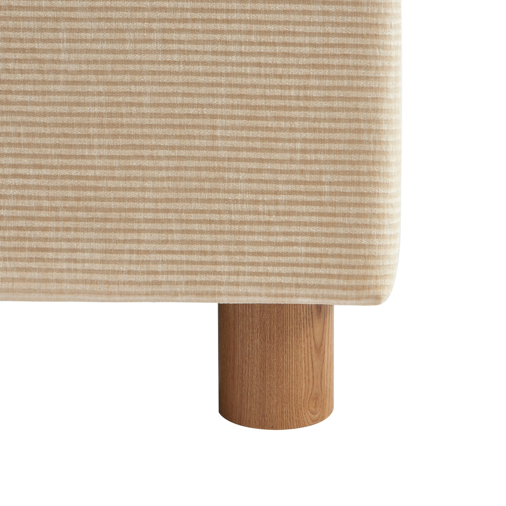 KORALL Upholstered Storage Bed with Slatted Base – Corduroy Velvet – Beige