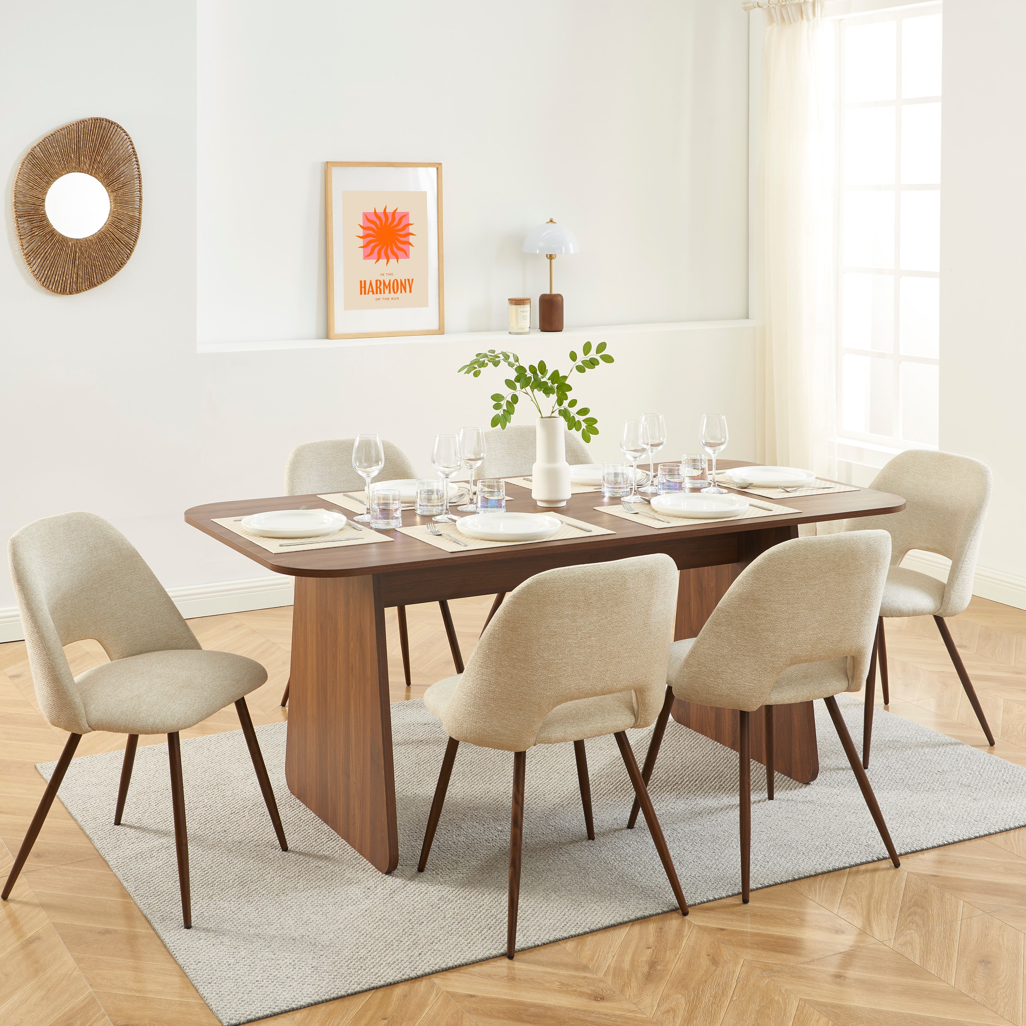 LANGO Solid Wood Dining Table – Walnut
