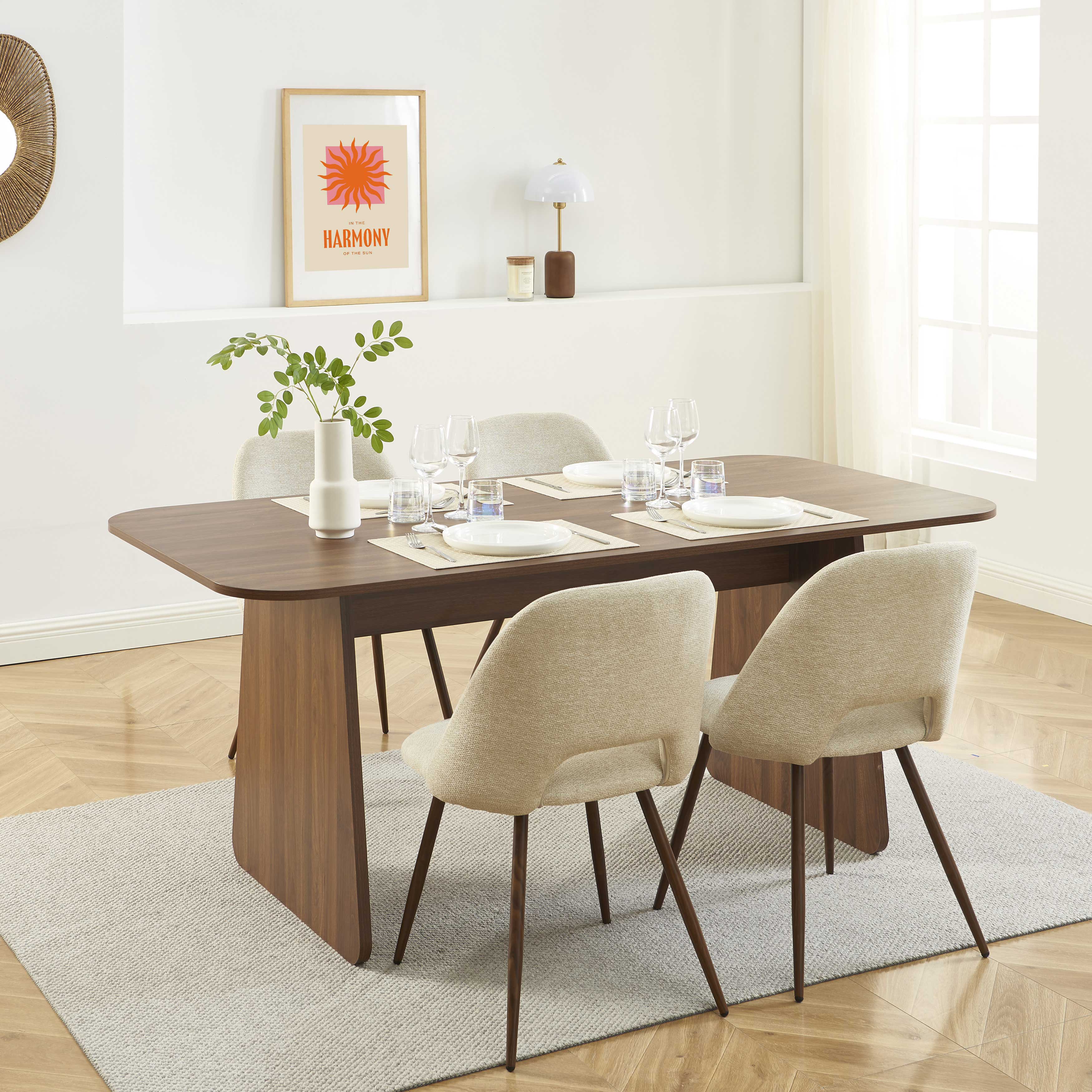 LANGO Solid Wood Dining Table – Walnut