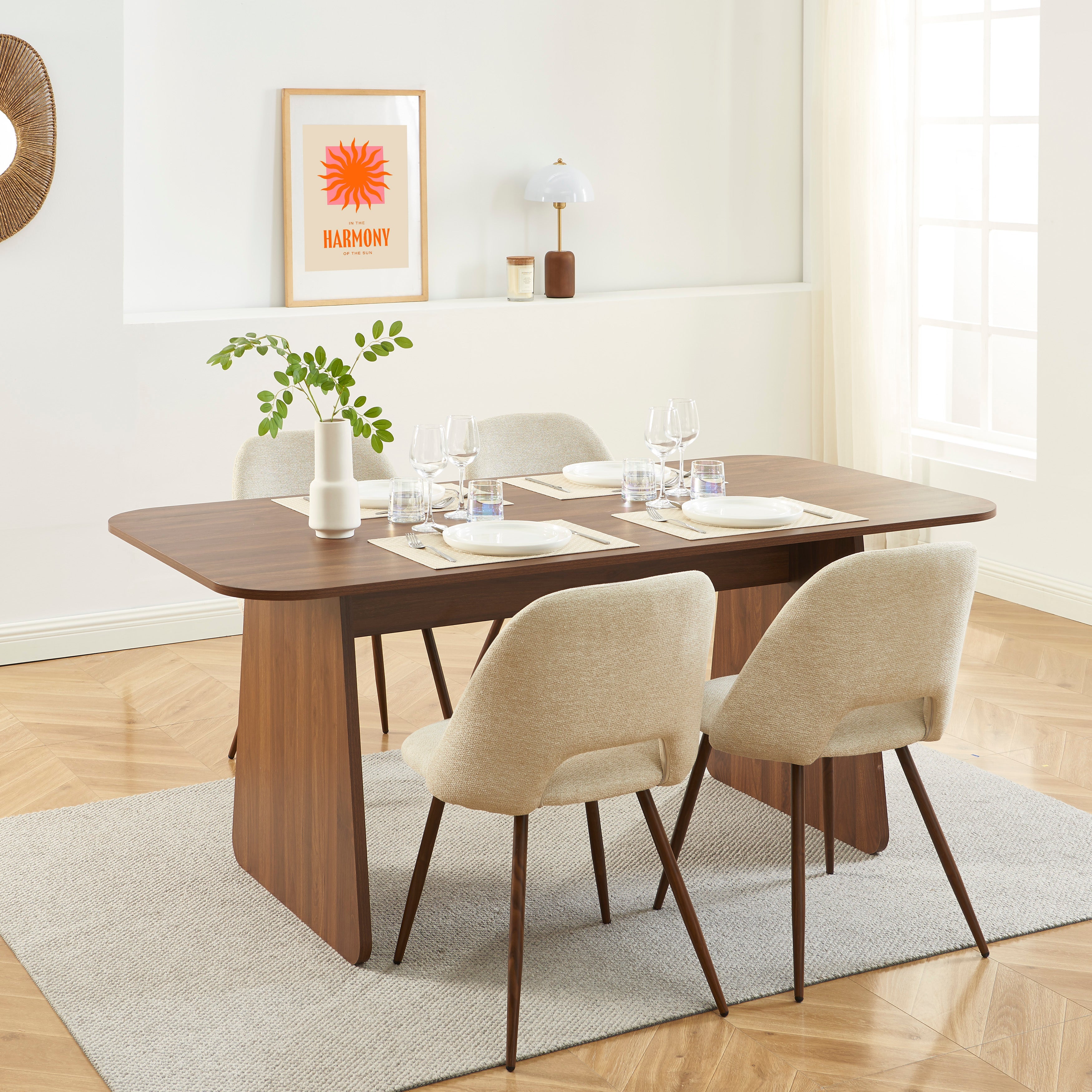 LANGO Solid Wood Dining Table – Walnut