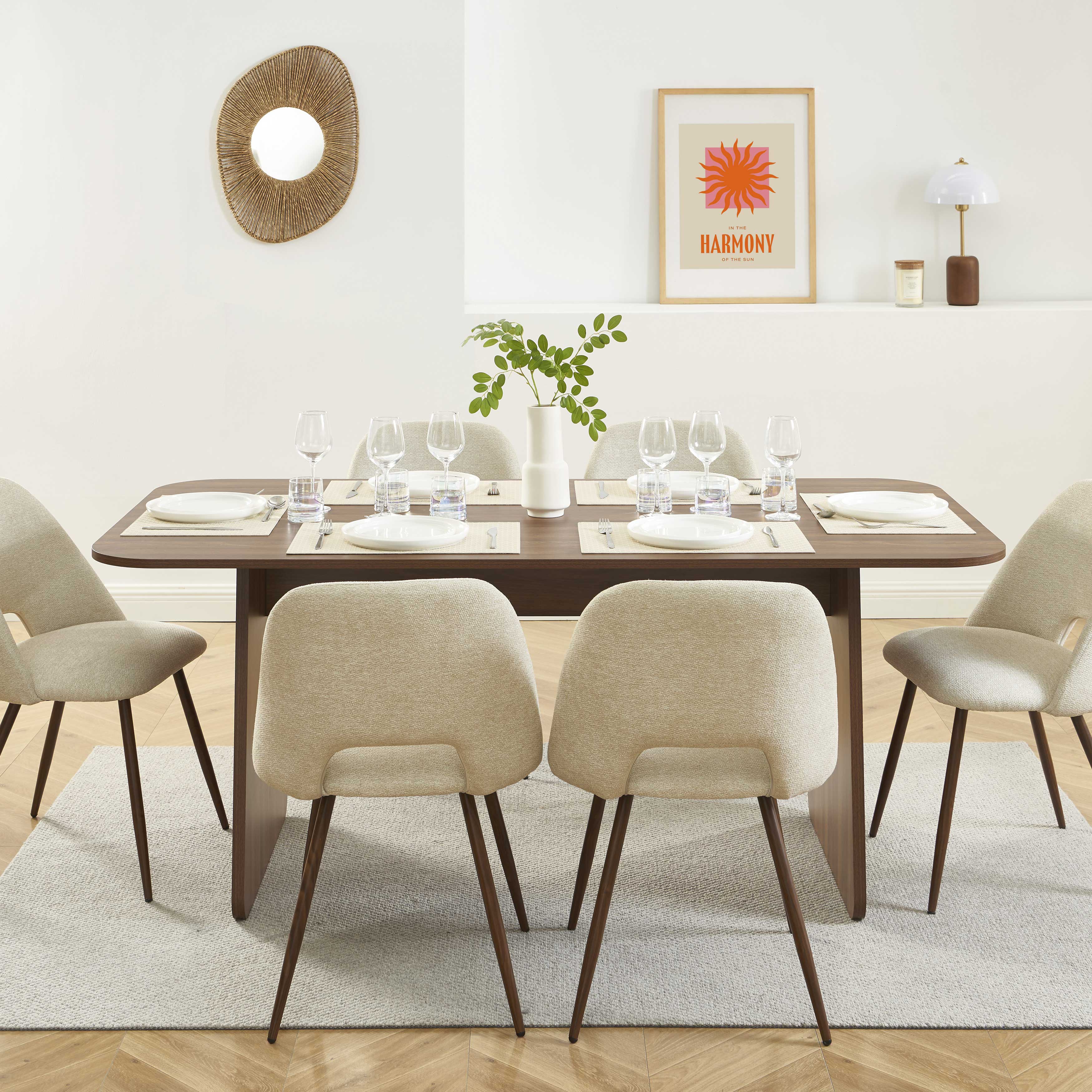 LANGO Solid Wood Dining Table – Walnut
