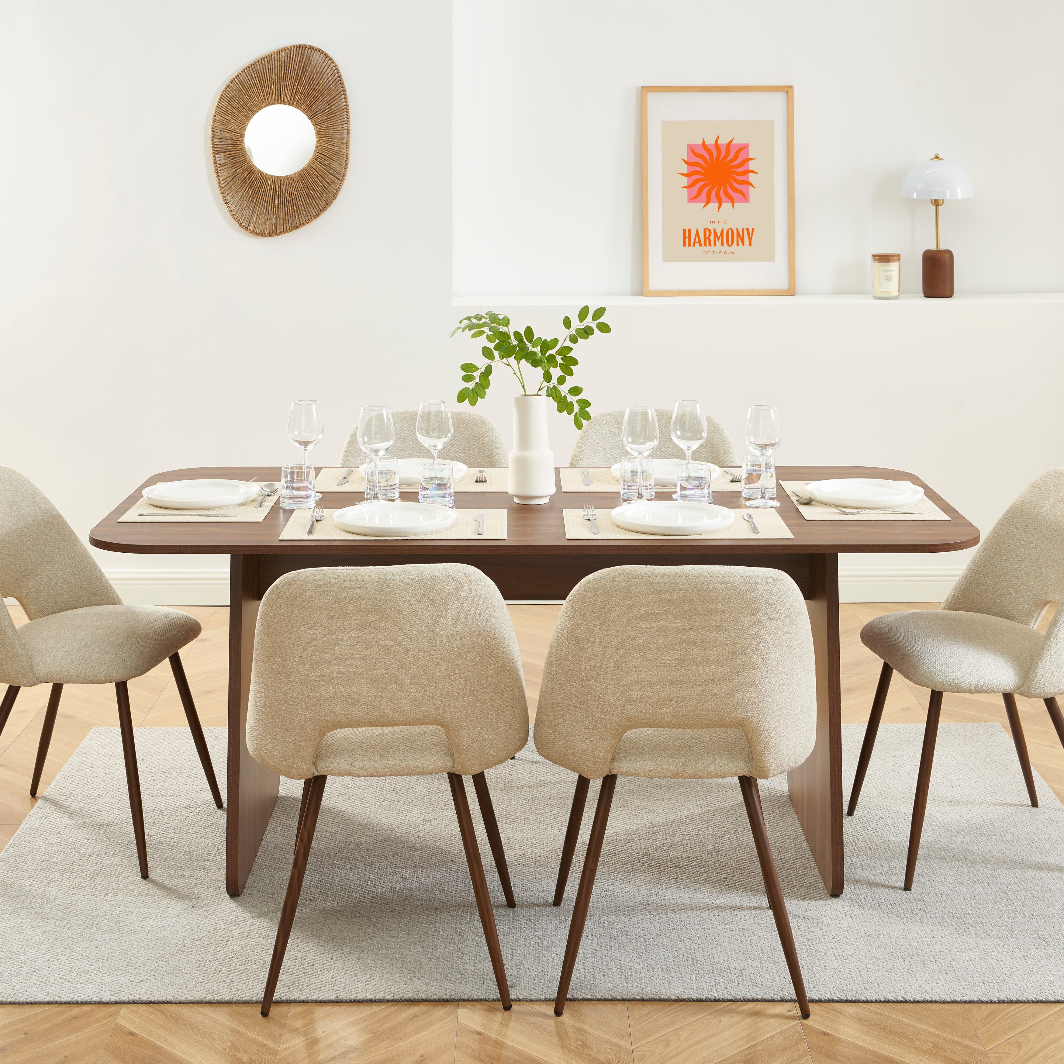 LANGO Solid Wood Dining Table – Walnut