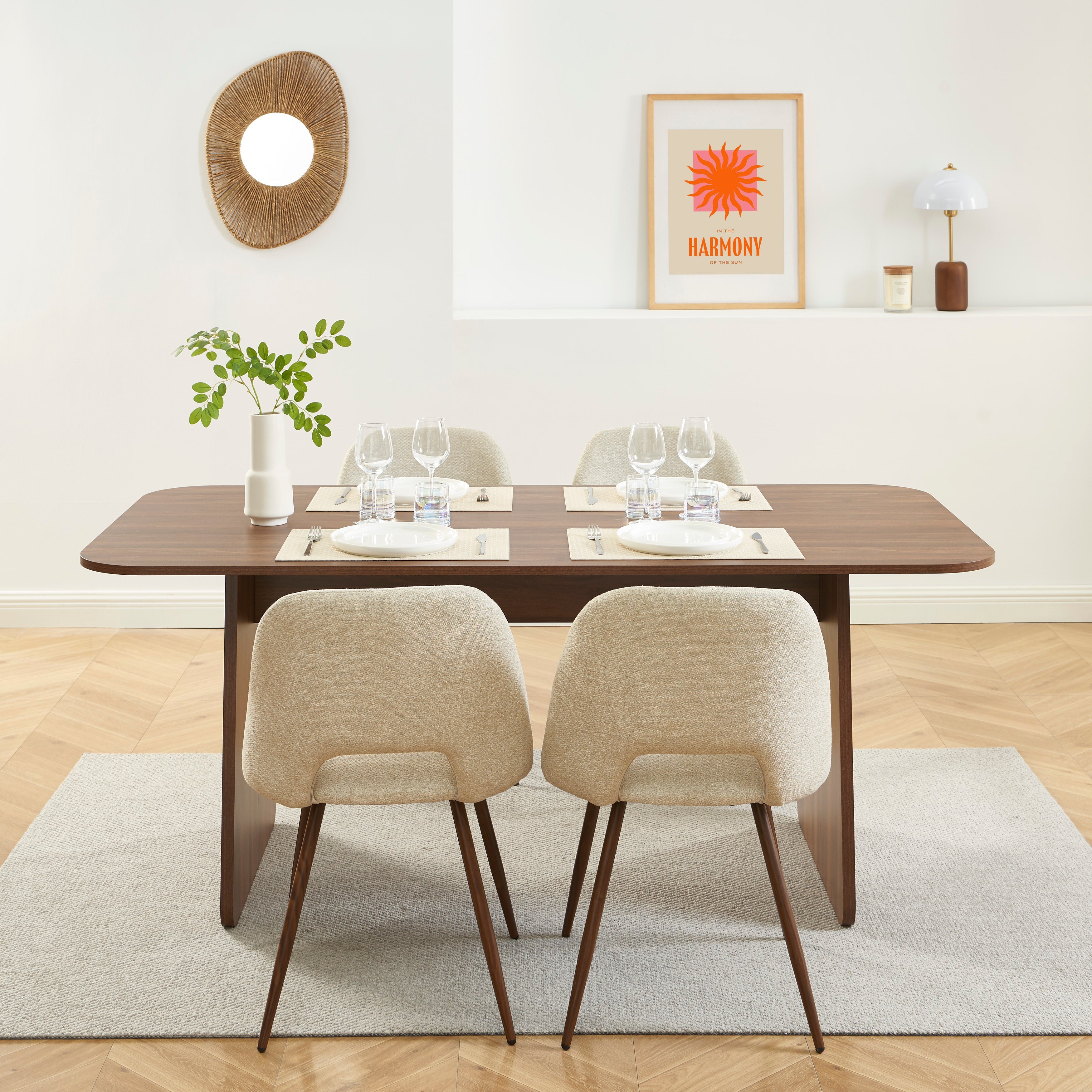 LANGO Solid Wood Dining Table – Walnut