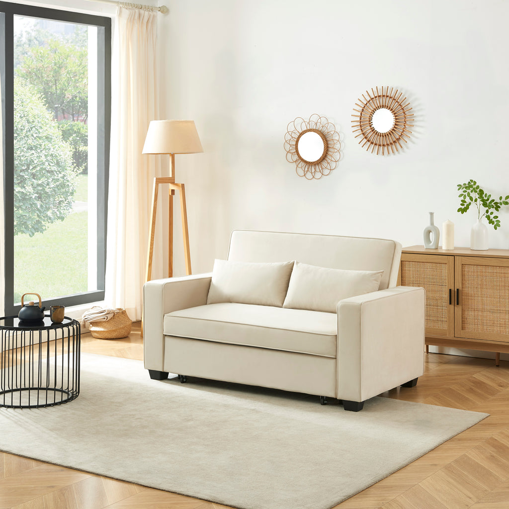 LENA 2-Seater Convertible Sofa - Beige