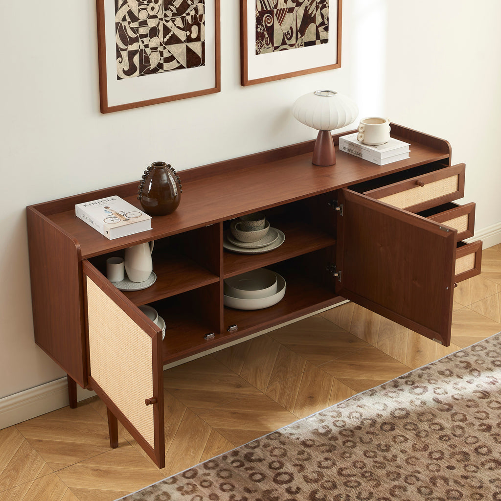 LEON Wood Veneer Highboard – Walnut