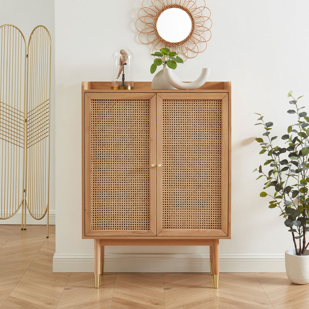 LEON Wood Veneer Tall Sideboard