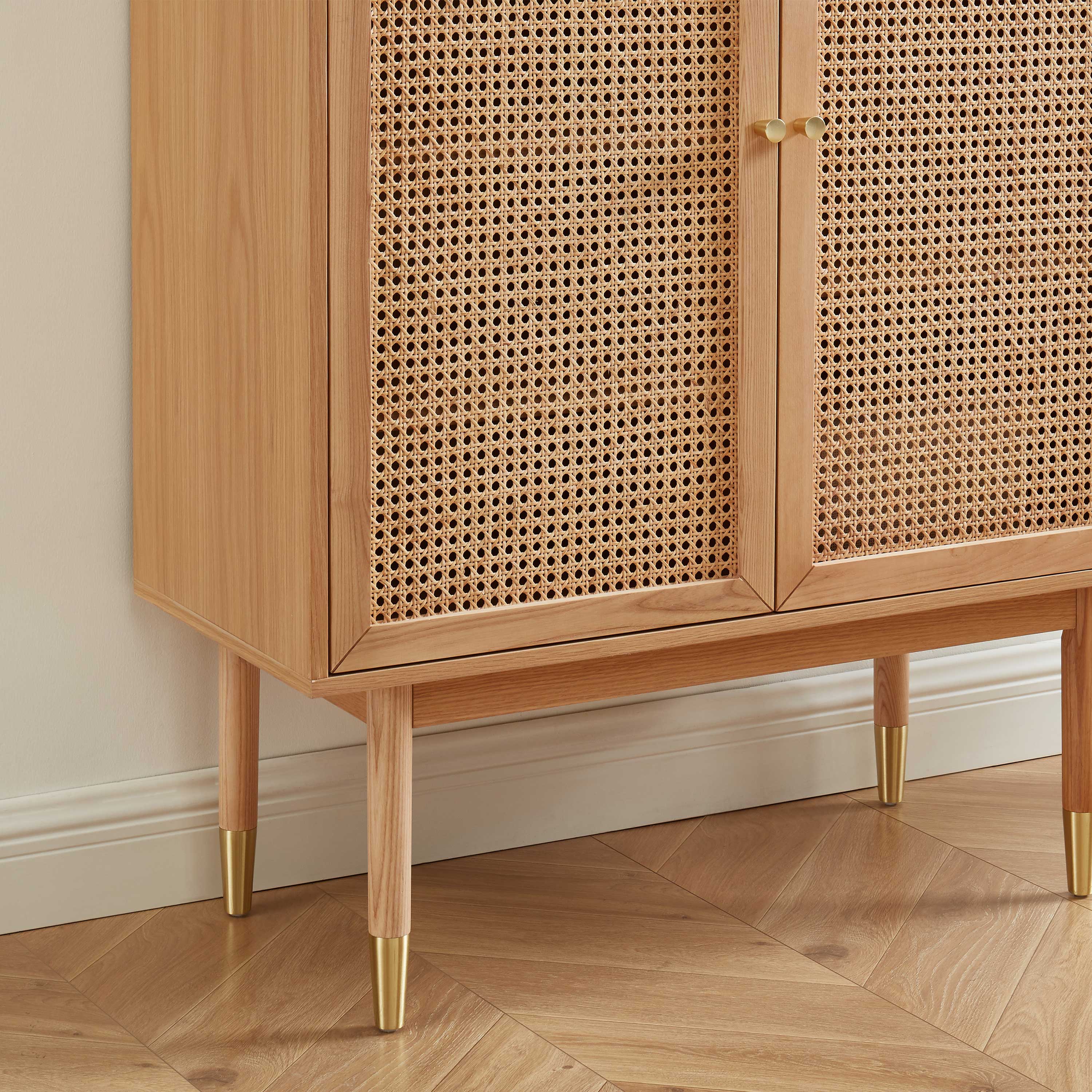 LEON Wood Veneer Tall Sideboard
