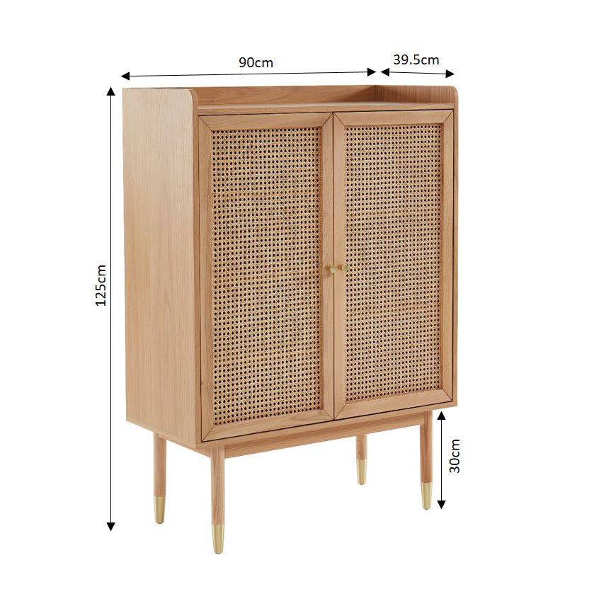 LEON Wood Veneer Tall Sideboard
