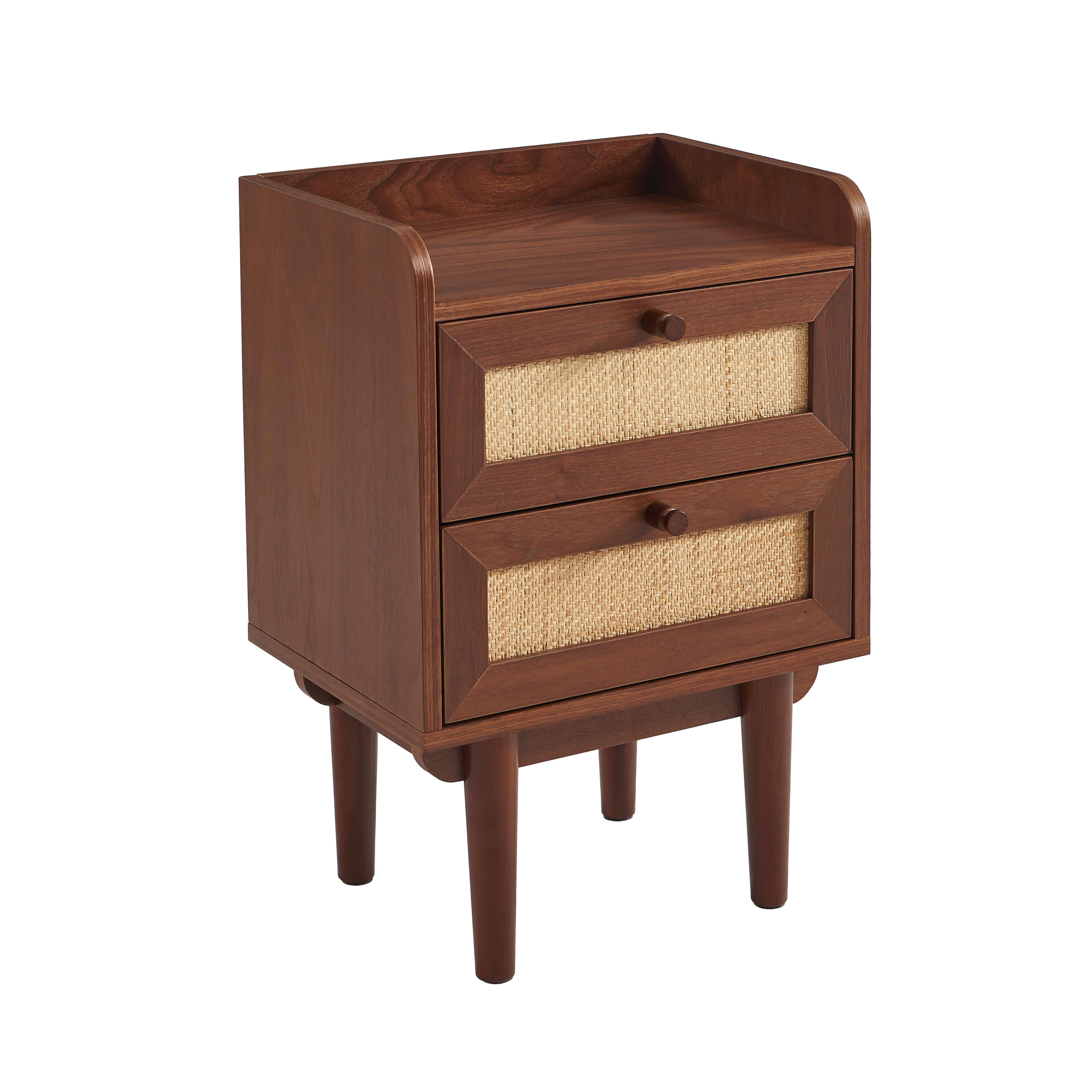 LEON Wood Veneer Nightstand with Drawers