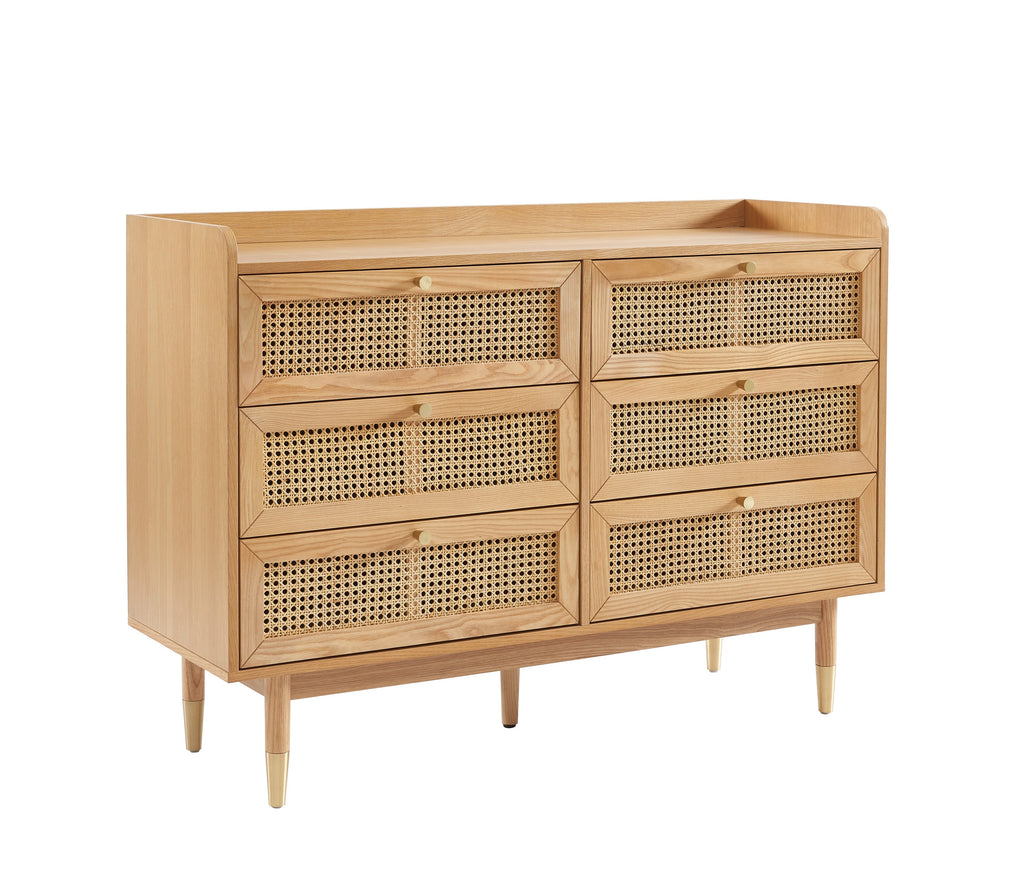 LEON Wood Veneer Chest of Drawers - Light wood