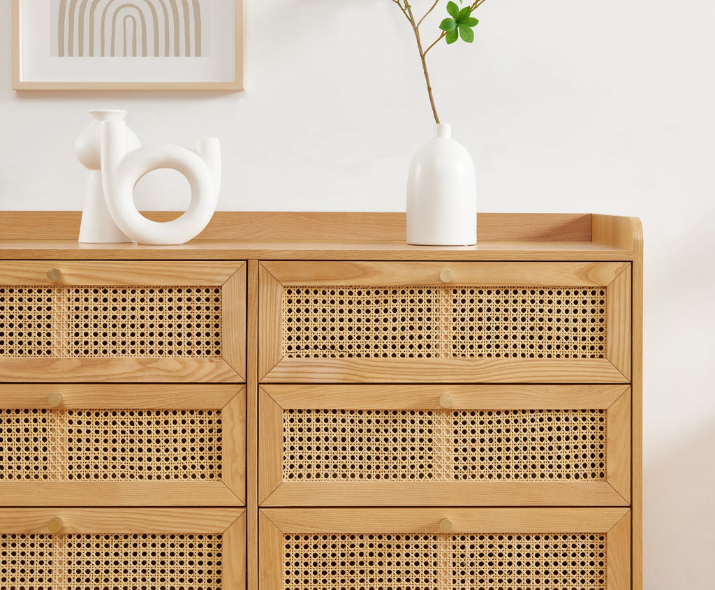 LEON Wood Veneer Chest of Drawers - Light wood
