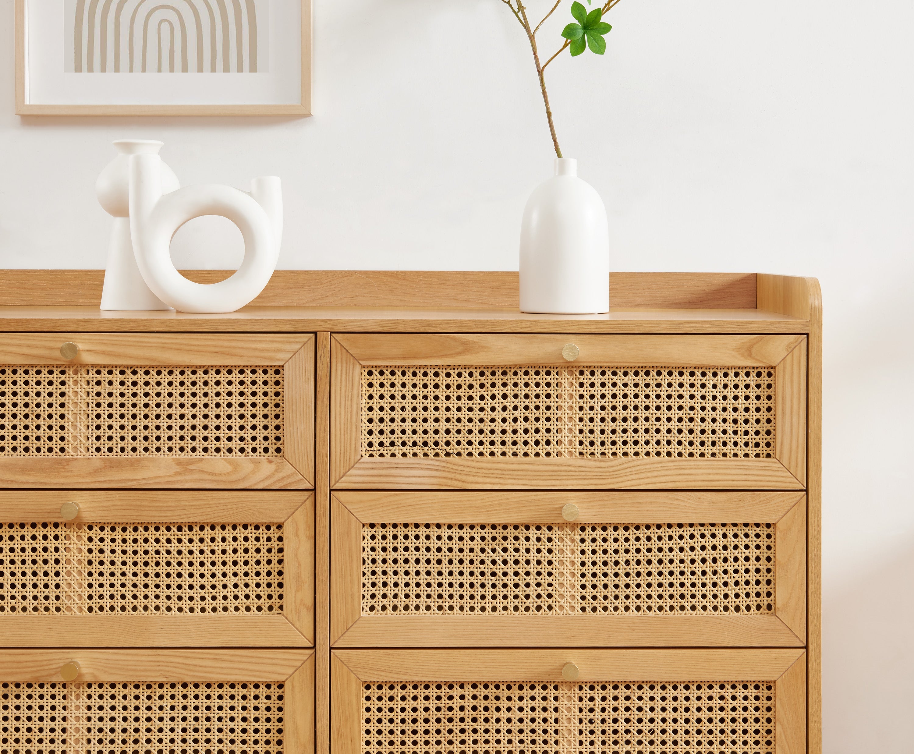 LEON Wood Veneer Chest of Drawers - Light wood