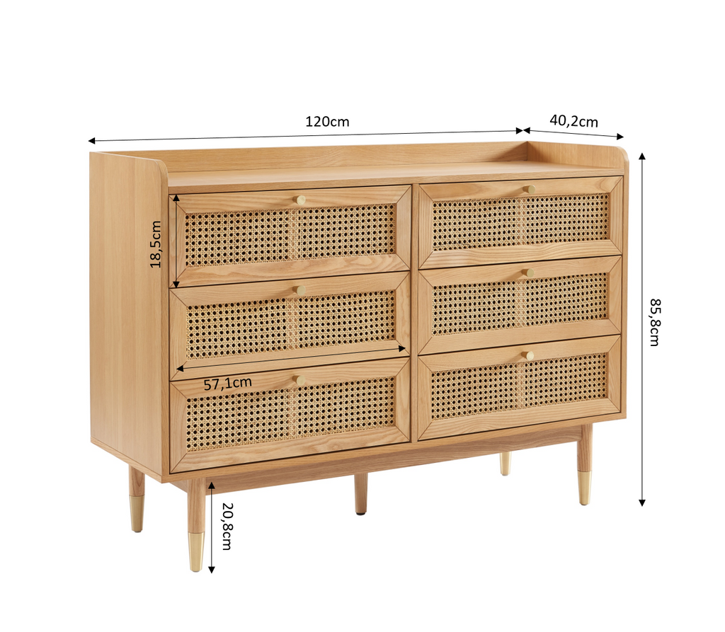 LEON Wood Veneer Chest of Drawers - Light wood