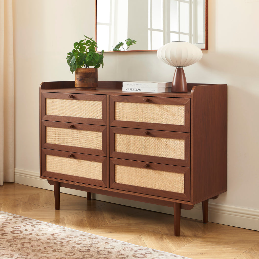 LEON Wood Veneer Chest of Drawers - Dark wood