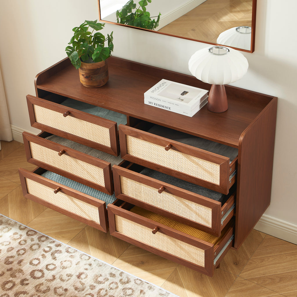 LEON Wood Veneer Chest of Drawers - Dark wood