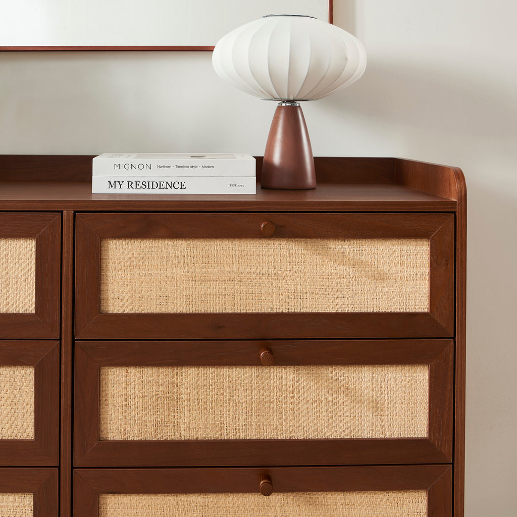 LEON Wood Veneer Chest of Drawers - Dark wood