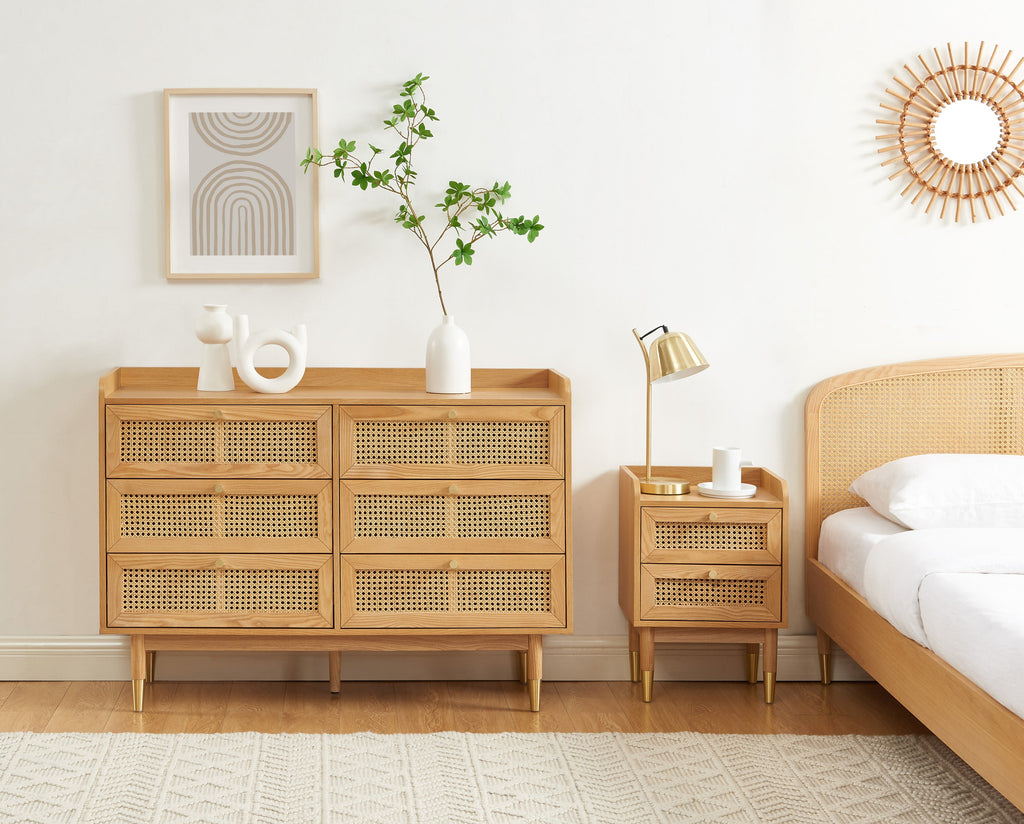 LEON Wood Veneer Chest of Drawers - Light wood