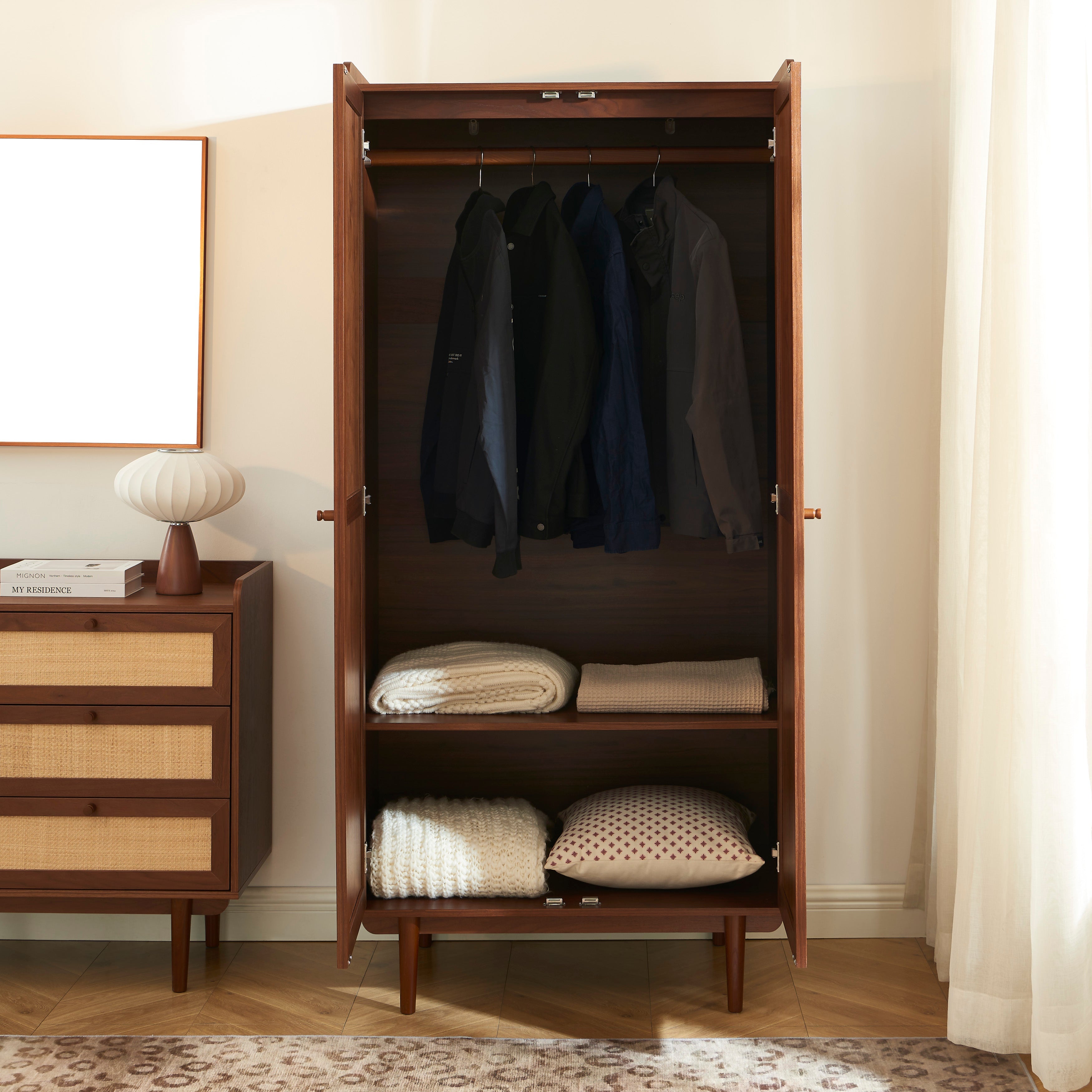 LEON Wood Veneer Wardrobe